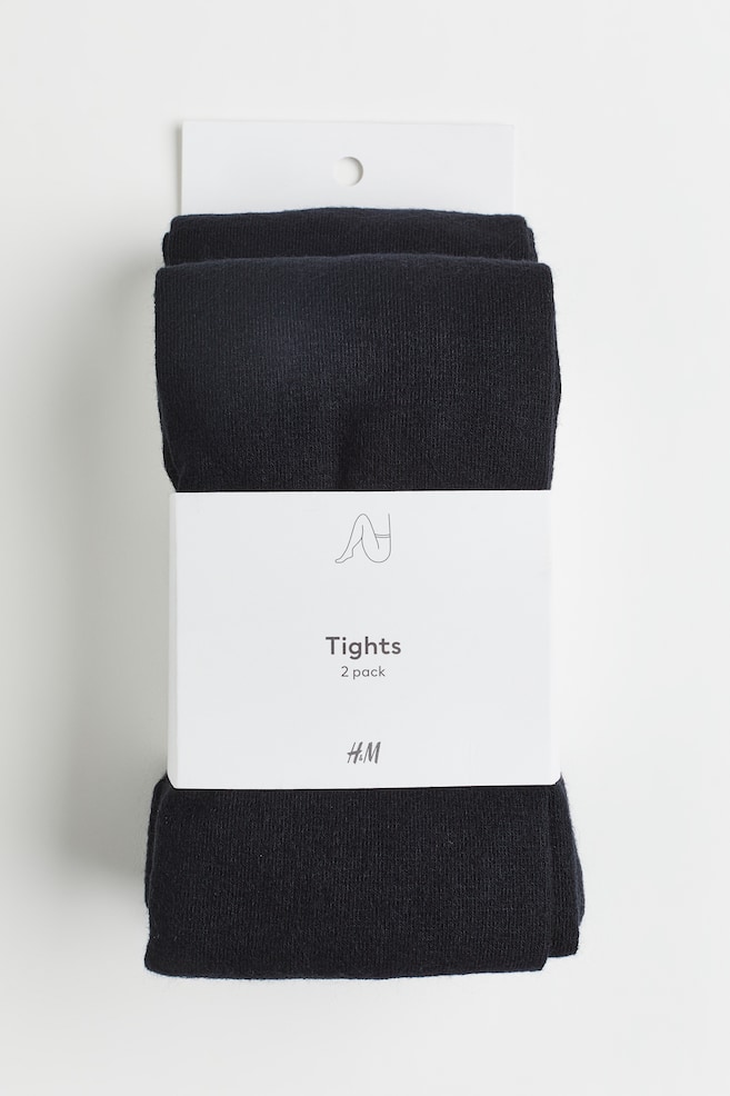 2-pack fine-knit tights - Black/Black/Dark grey marl/Black - 1