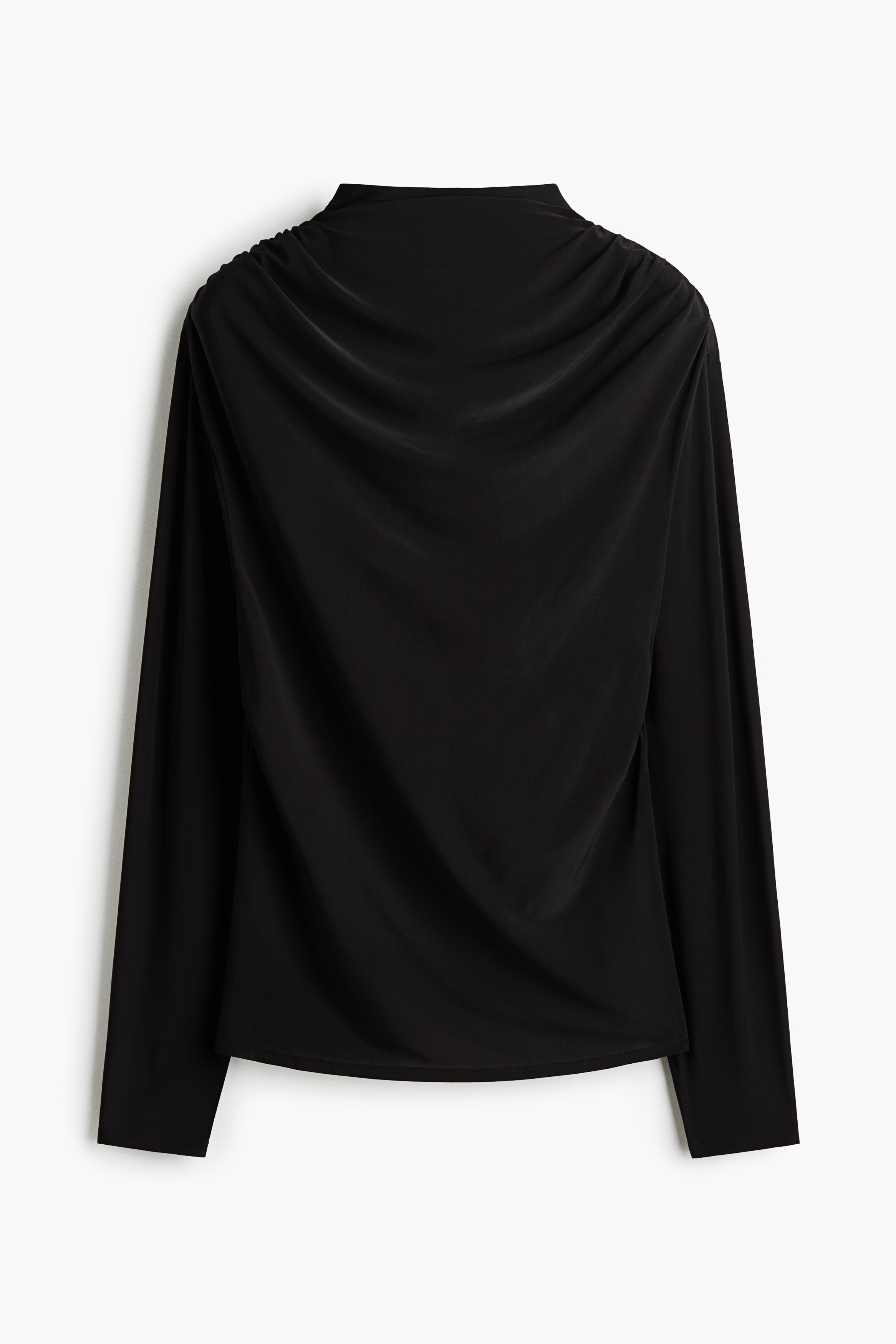 Drapiertes Shirt mit Turtleneck - Schwarz/Dunkelbraun