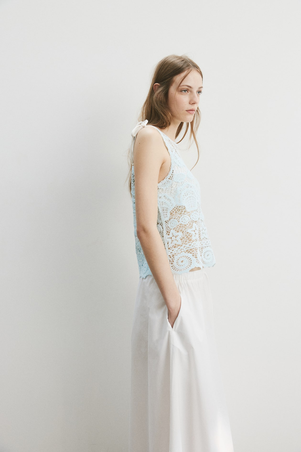 Motif-Detail Crochet-Look Top - image 3
