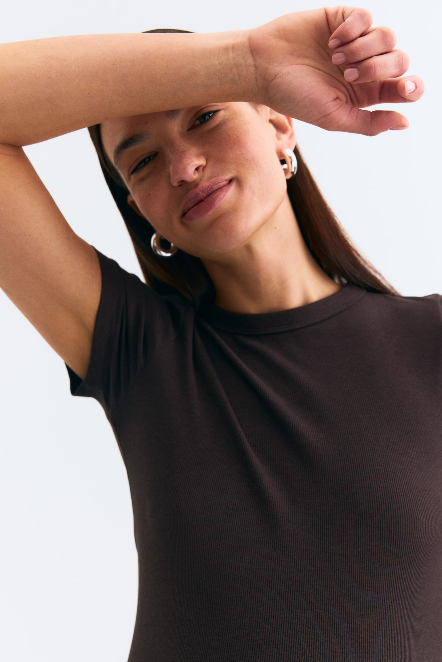 MAMA Ribbed top - Dark brown/White/Black/Light greige/Light pink/Pale yellow - 4