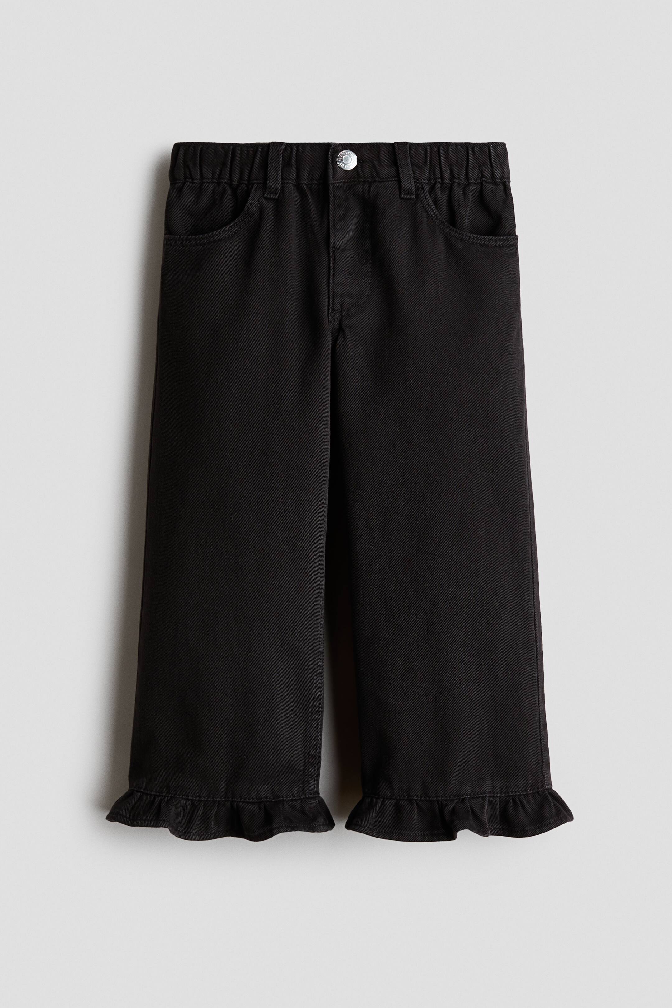 View larger image: Loose Fit Frill-trimmed jeans - Black - Kids | H&M 1