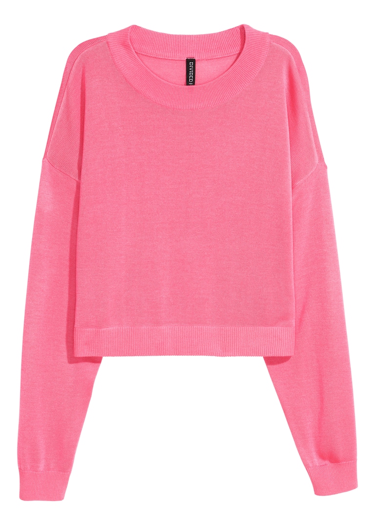 Rib Knit Cropped Neon Jumper Neon Green Crop Sweater Outlet