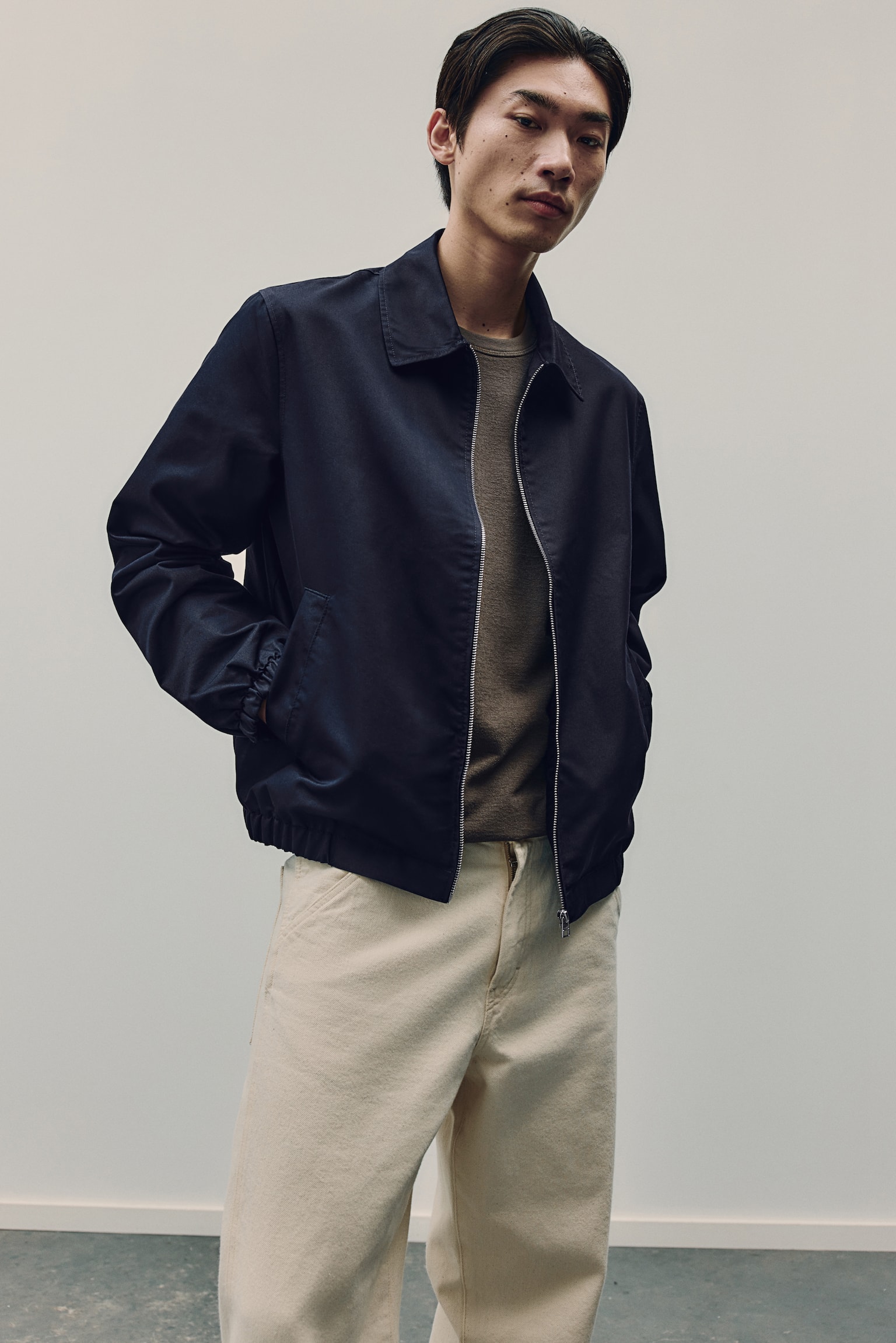 Twill jacket - Dark blue/White - 1