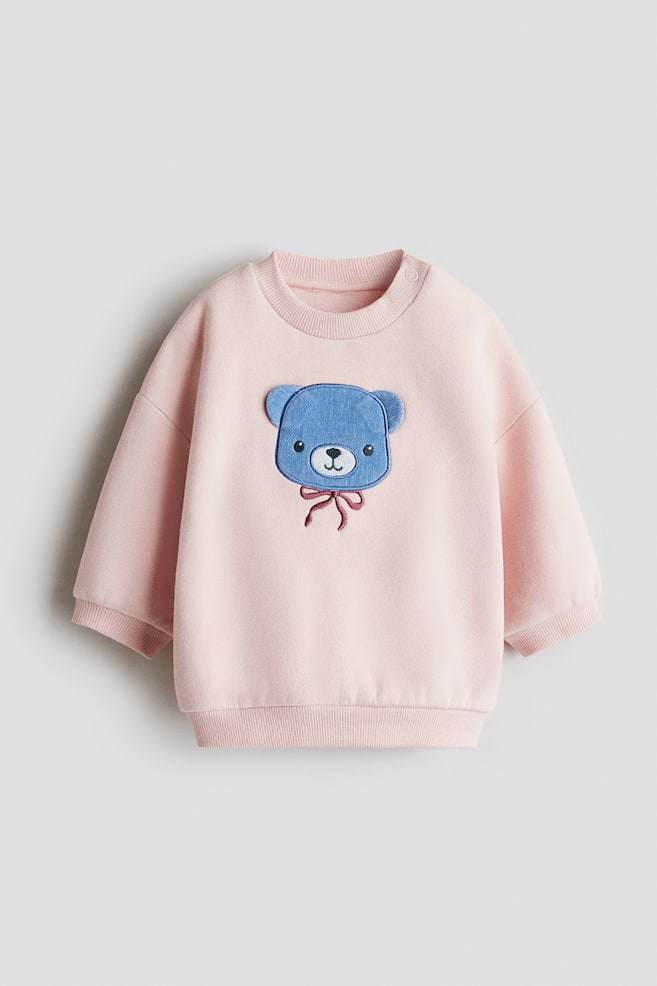 Sweatshirt mit Motiv - Hellrosa/Bär/Marineblau/Schleifen - 1