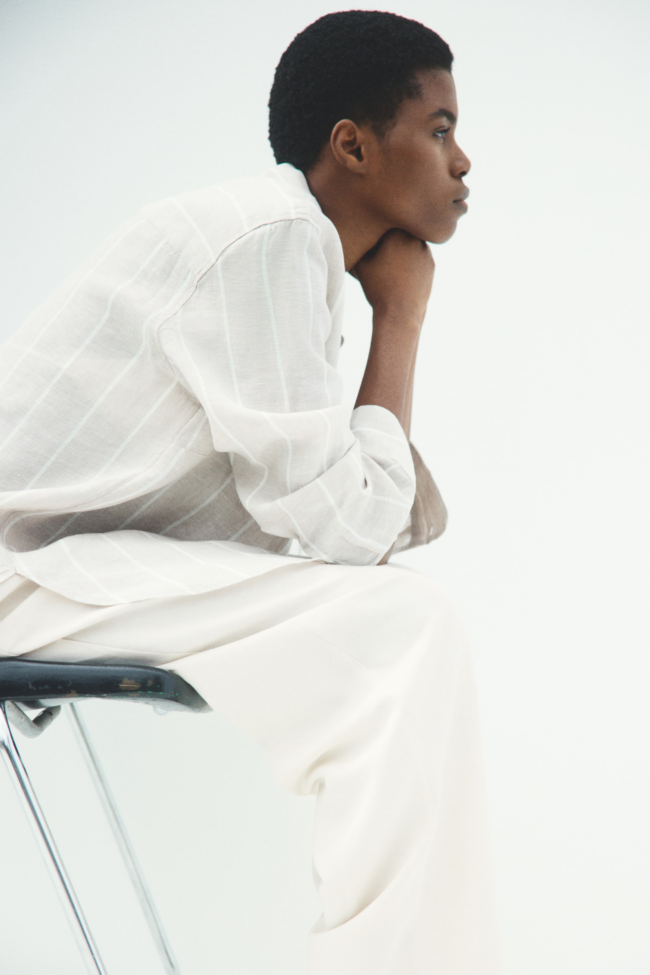 Linen-Blend Barrel-Leg Pants