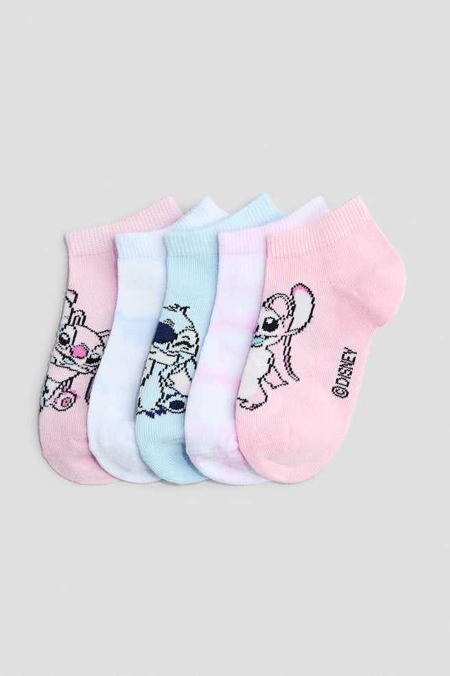 5-pack shaftless socks - Light pink/Lilo & Stitch/Light pink/Minnie Mouse/Red/Hello Kitty/Pink/Squishmallows - 1
