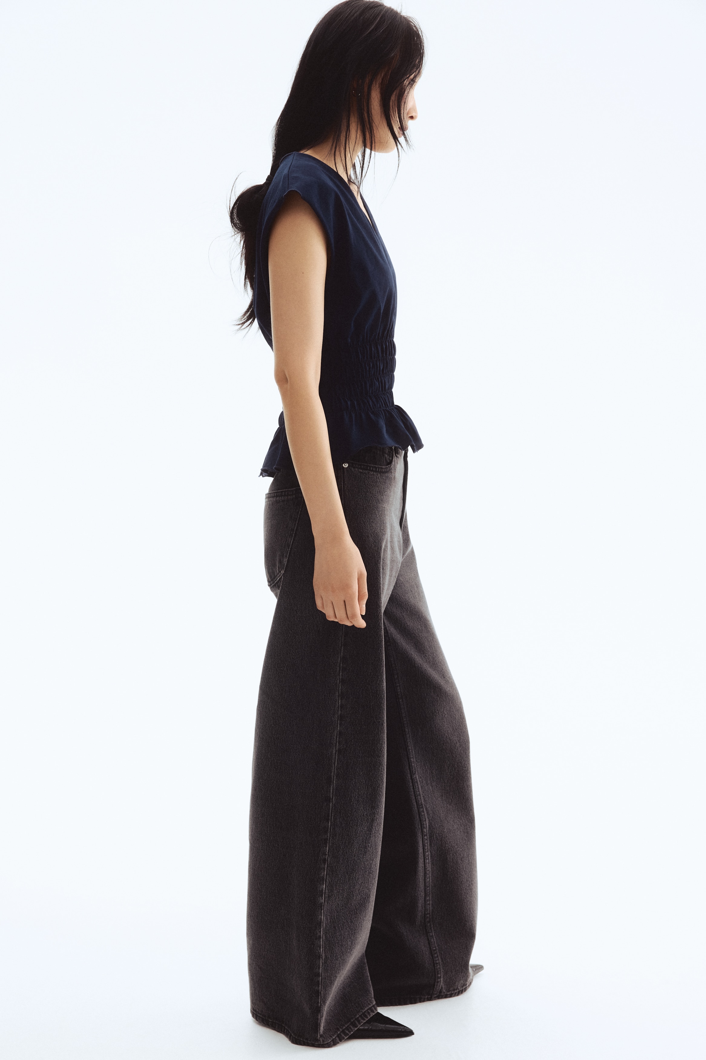 Büzgülü ve Pamuklu Üst - Lacivert/Siyah/Koyu kahverengi/Beyaz