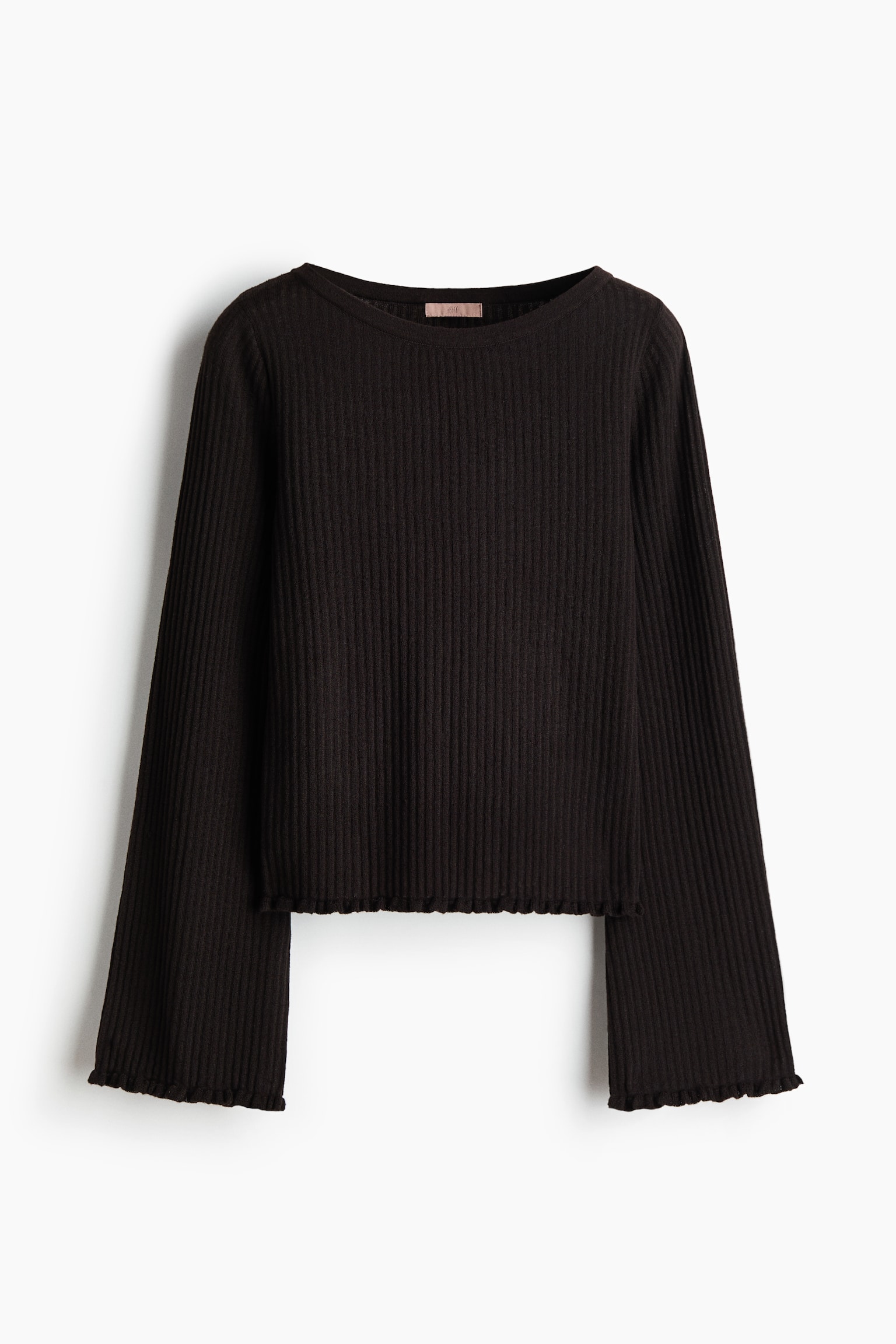 Top in maglia a coste di misto lino - Marrone scuro