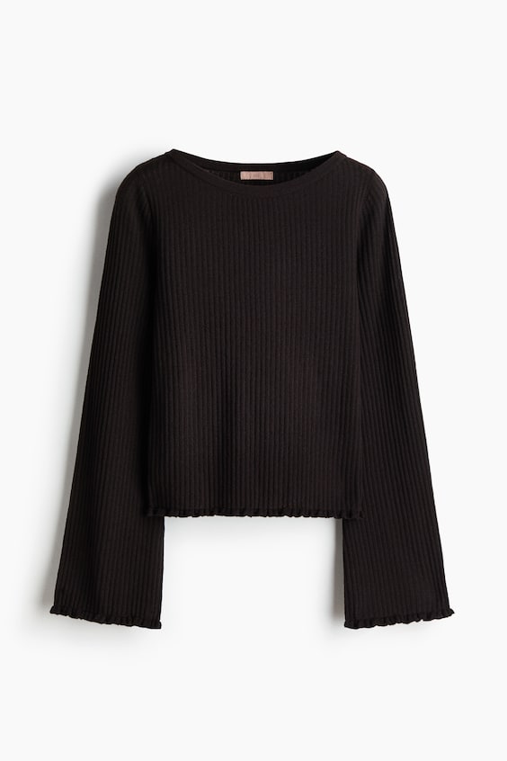 Женские топы H&M Rib-Knit Linen-Blend Top