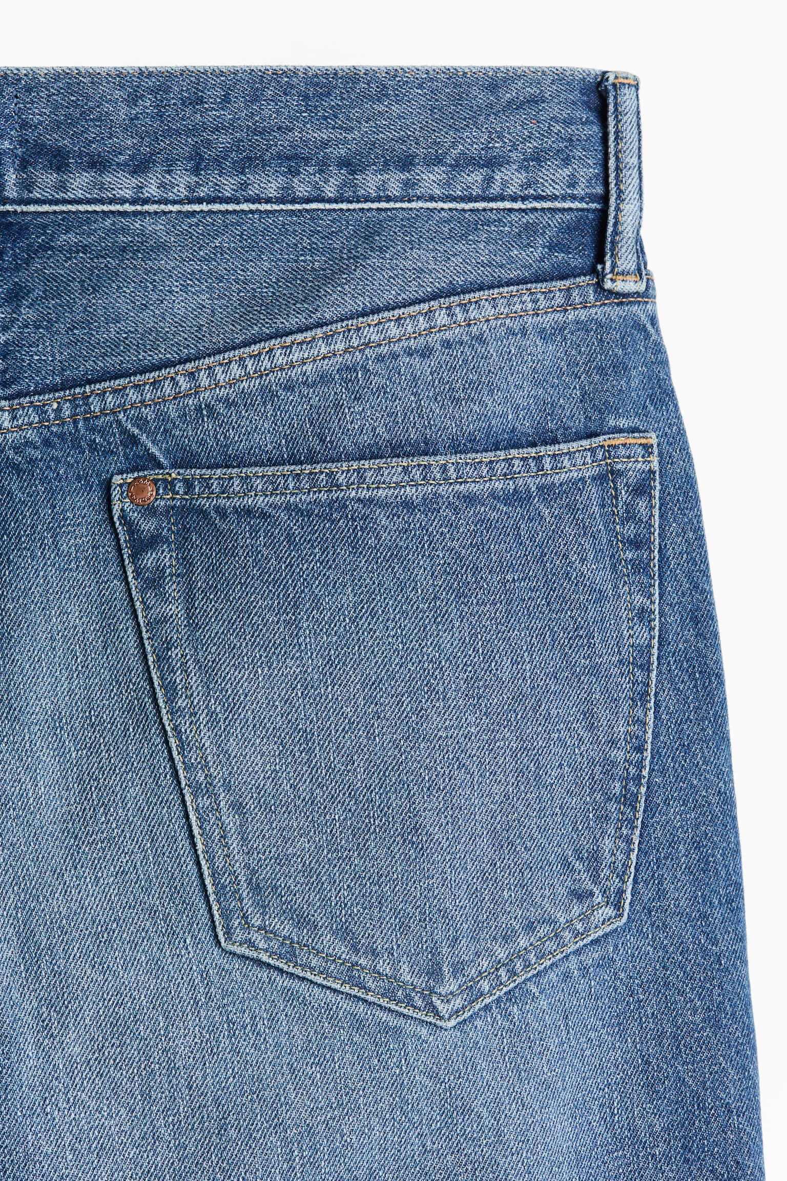 Мужские джинсы H&M Straight Regular, цвет: Тёмный джинсовый синий — фото 6