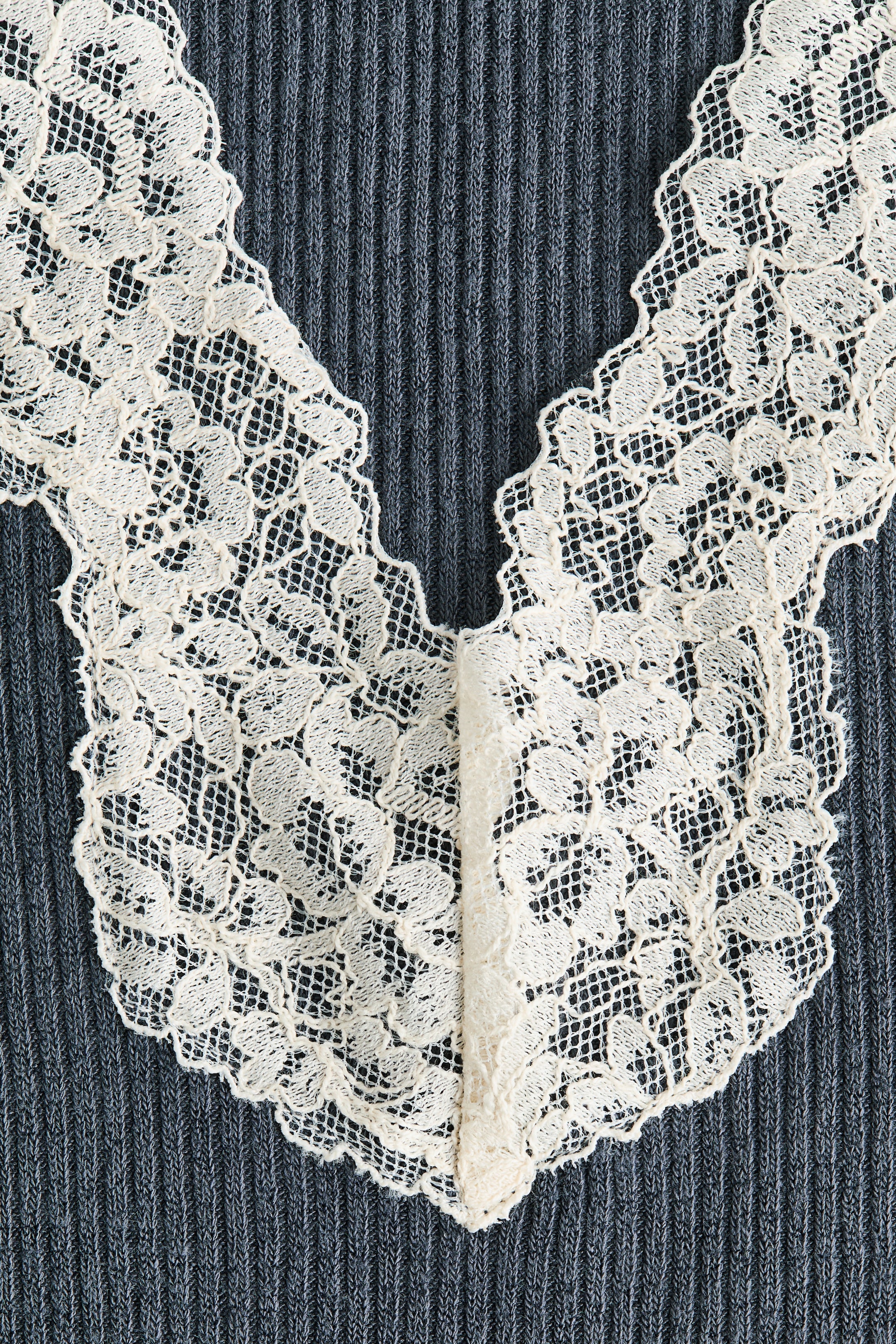 Lace-Trimmed Ribbed Top