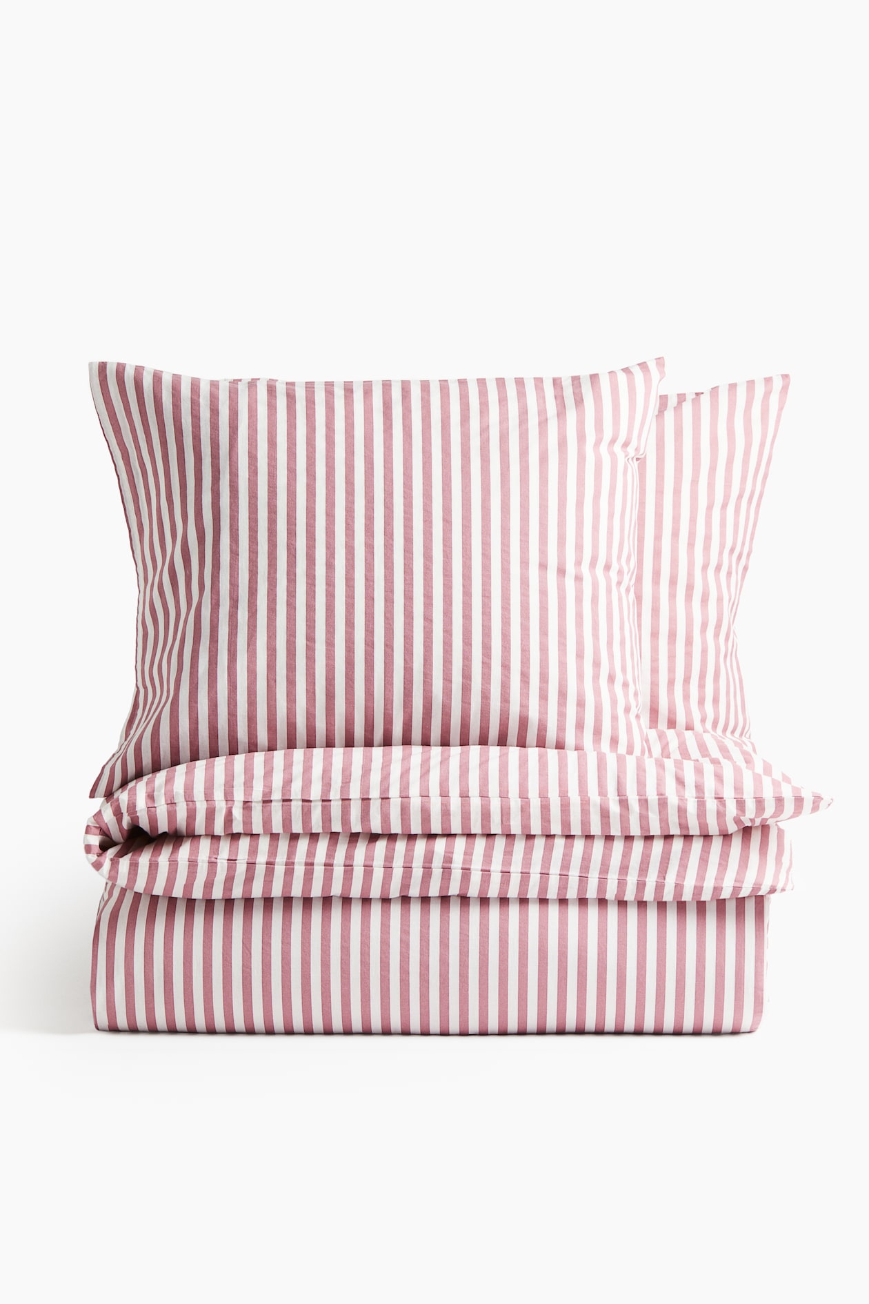 Parure de couette lit double en coton - Rose ancien foncé/rayé - Home All | H&M FR