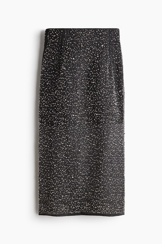 Falda de organza con detalles decorativos - Negro/Plateado - 1