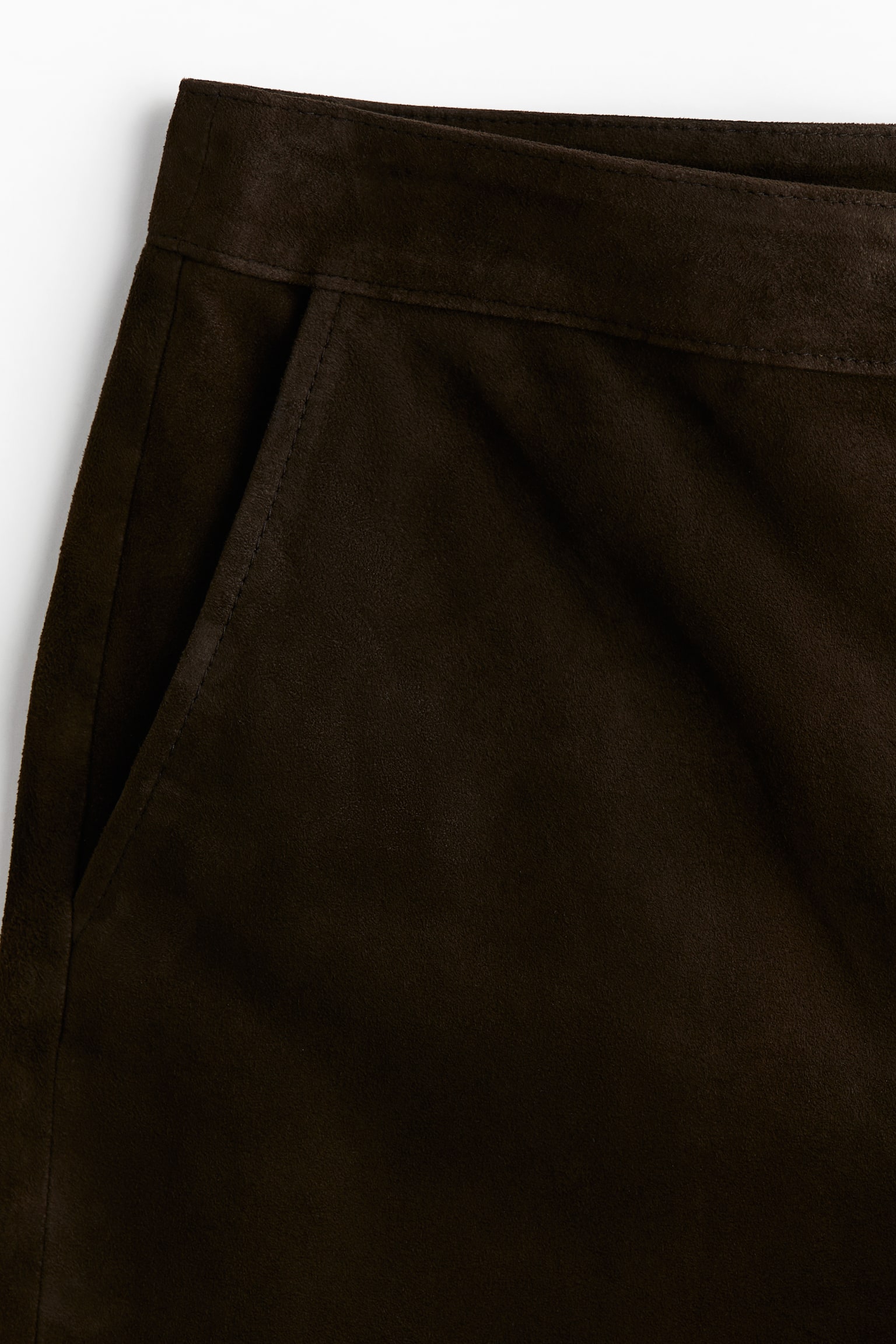 Straight suede trousers - Dark brown - 6