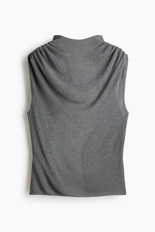 Draped knitted top - Dark grey marl/Burgundy - 1