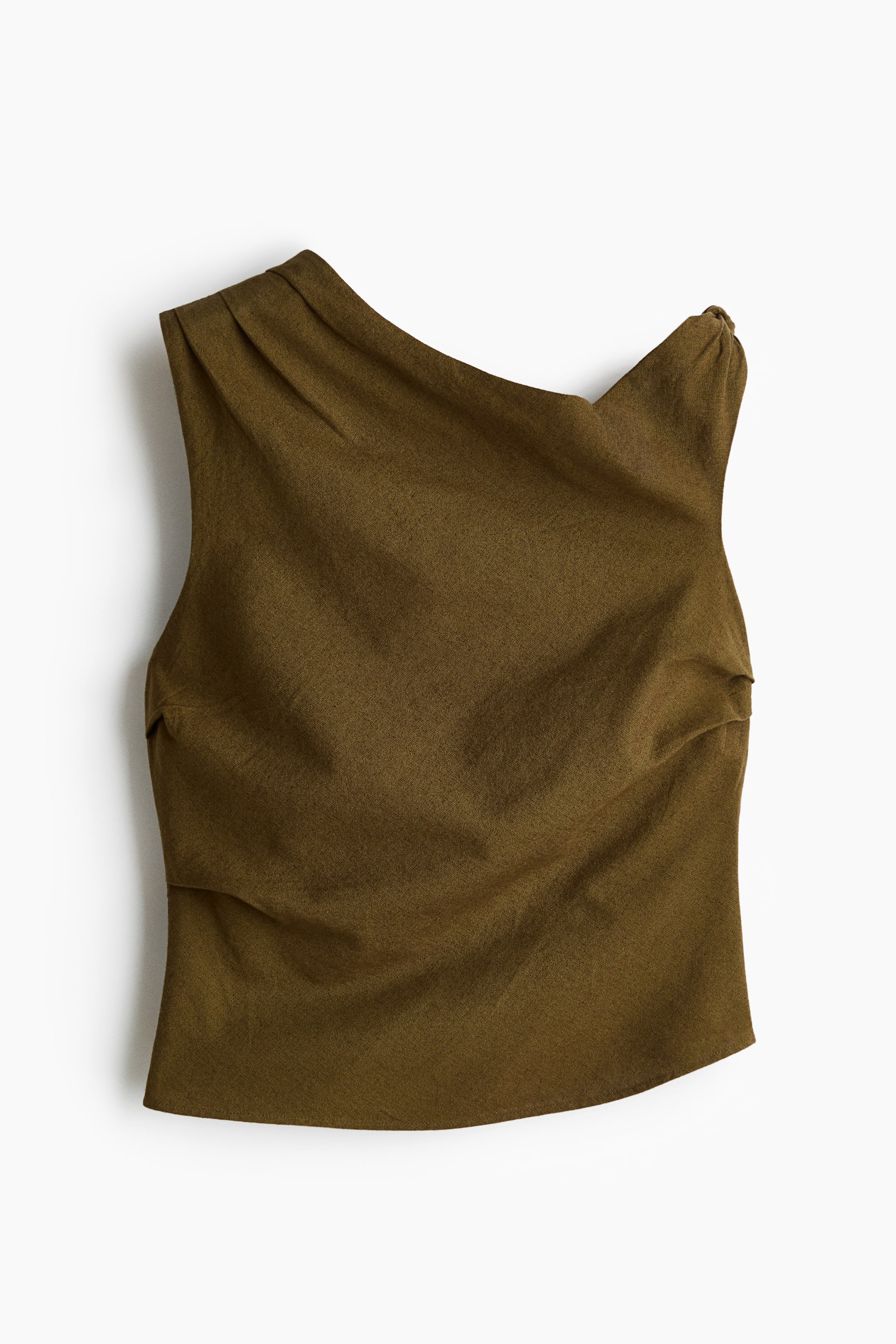 View larger image: Knot-detail one-shoulder top - Dark khaki green - Ladies | H&M 1