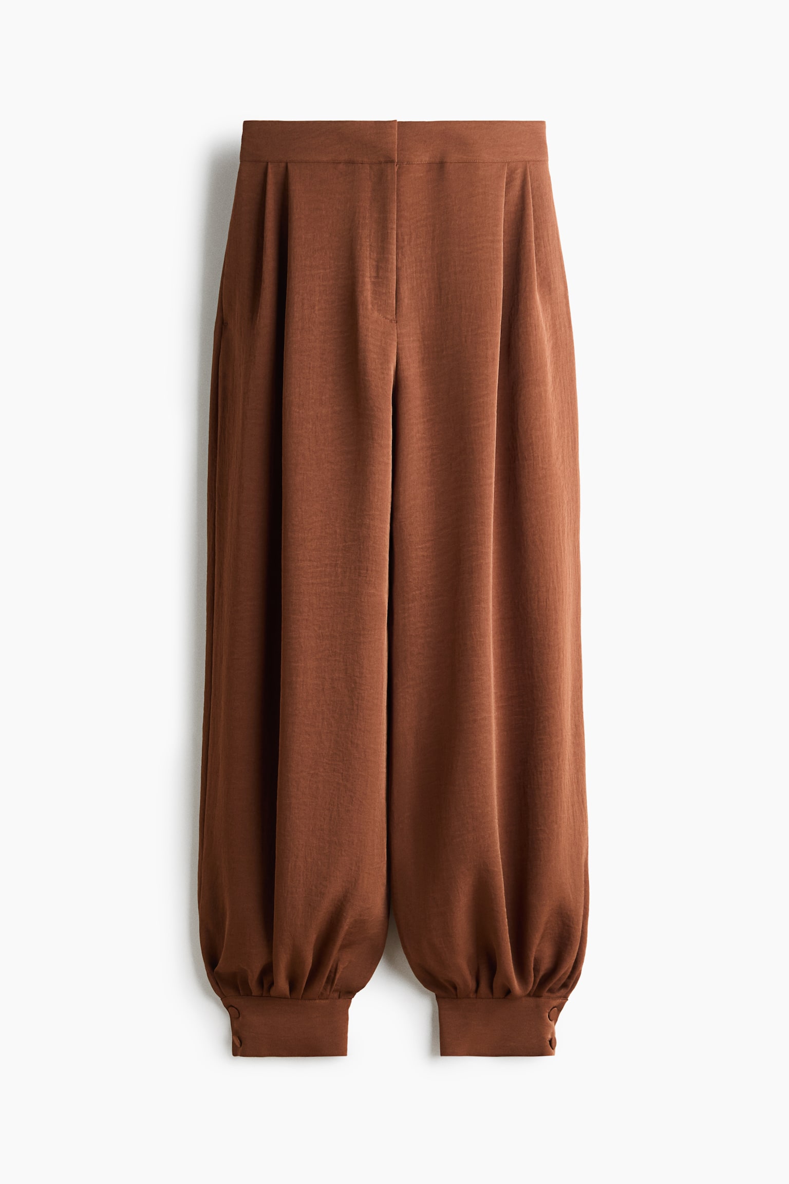 Button-detail balloon trousers - Light brown
