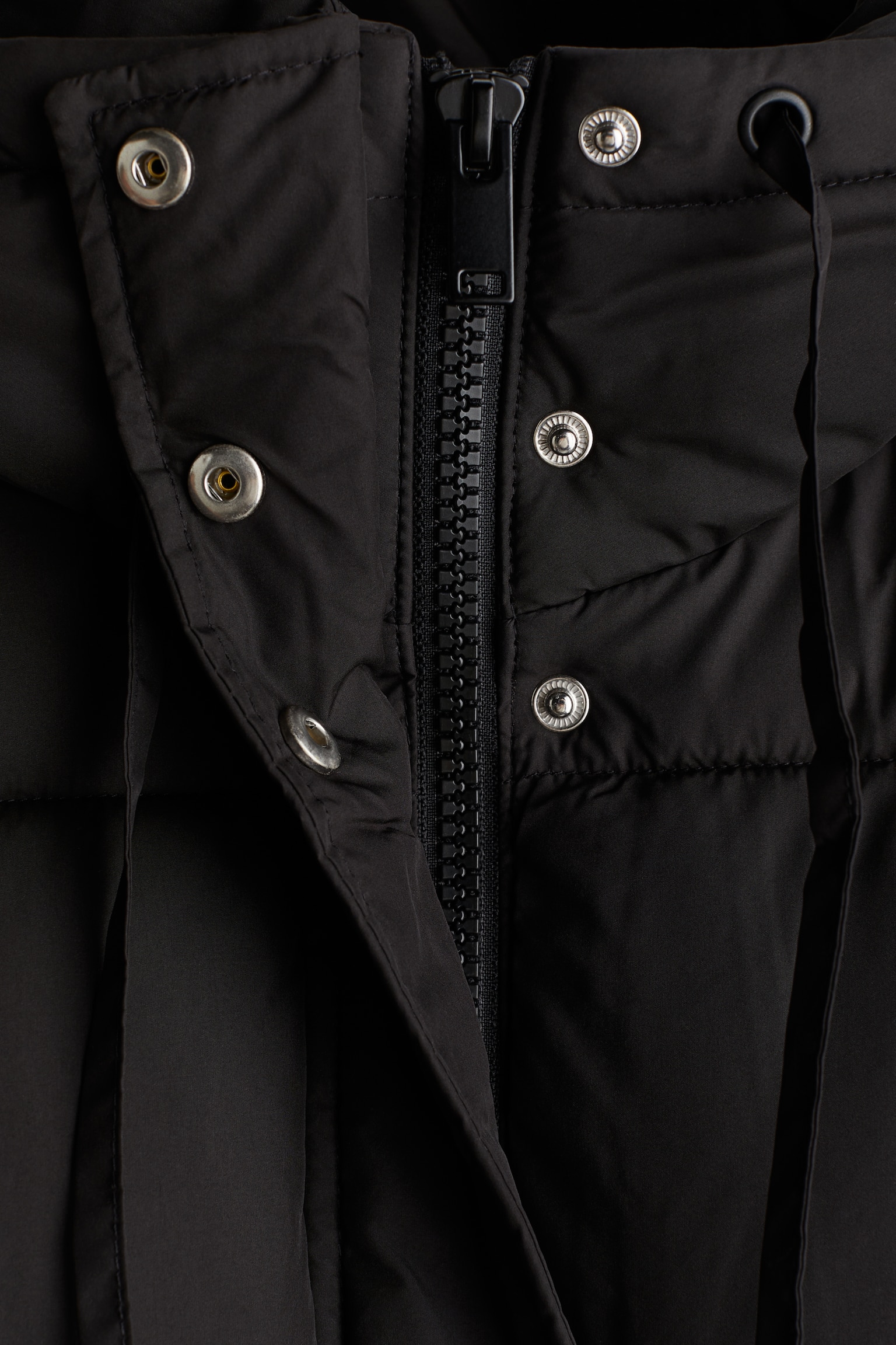 Hooded puffer coat - Black/Greige - 3