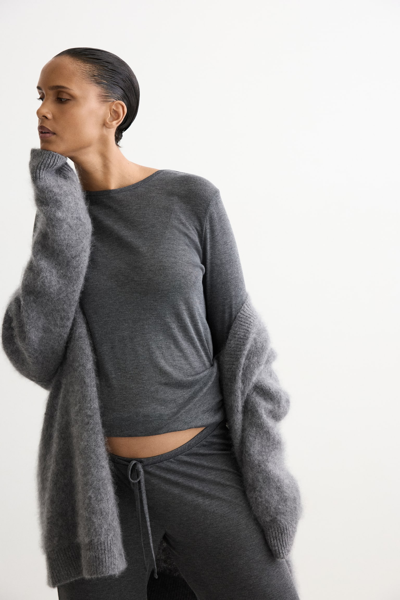 Женские комплекты H&M Mama 2-Piece Jersey Set, цвет: Тёмный серый меланжевый — фото 4