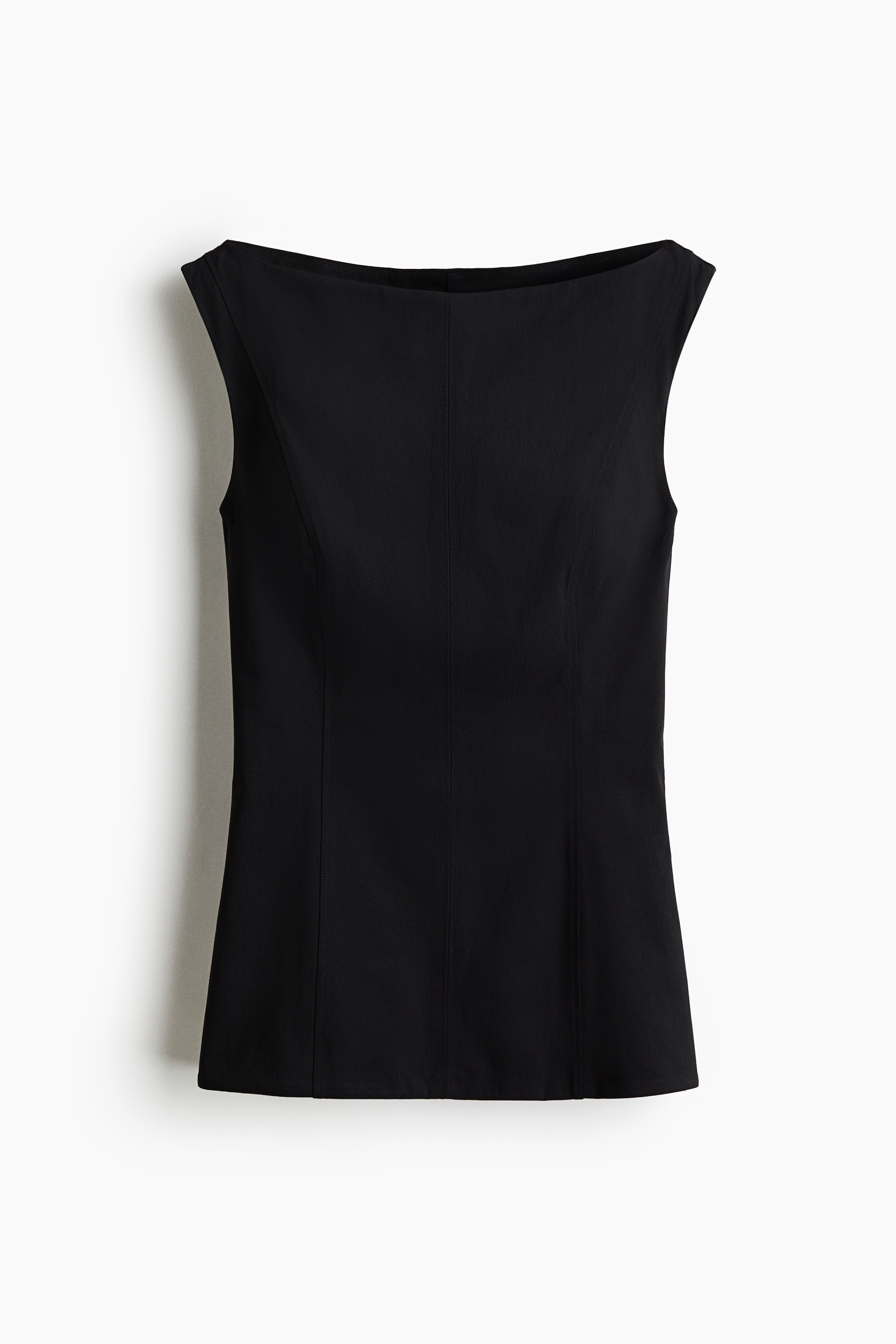 Tie-detail boat-neck top - Black