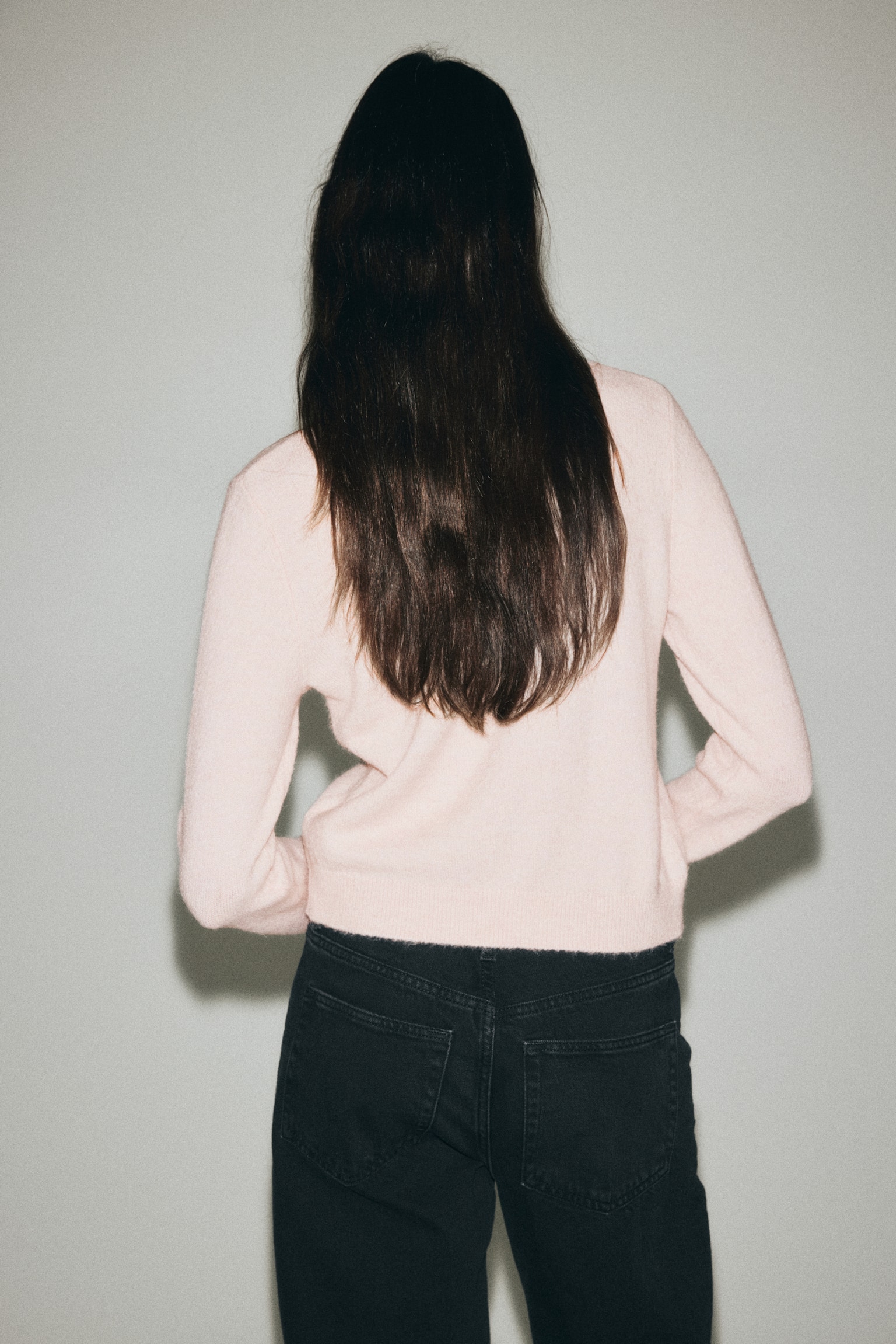 Frill-trimmed cardigan - Light pink/Grey marl/Black/Cream - 4