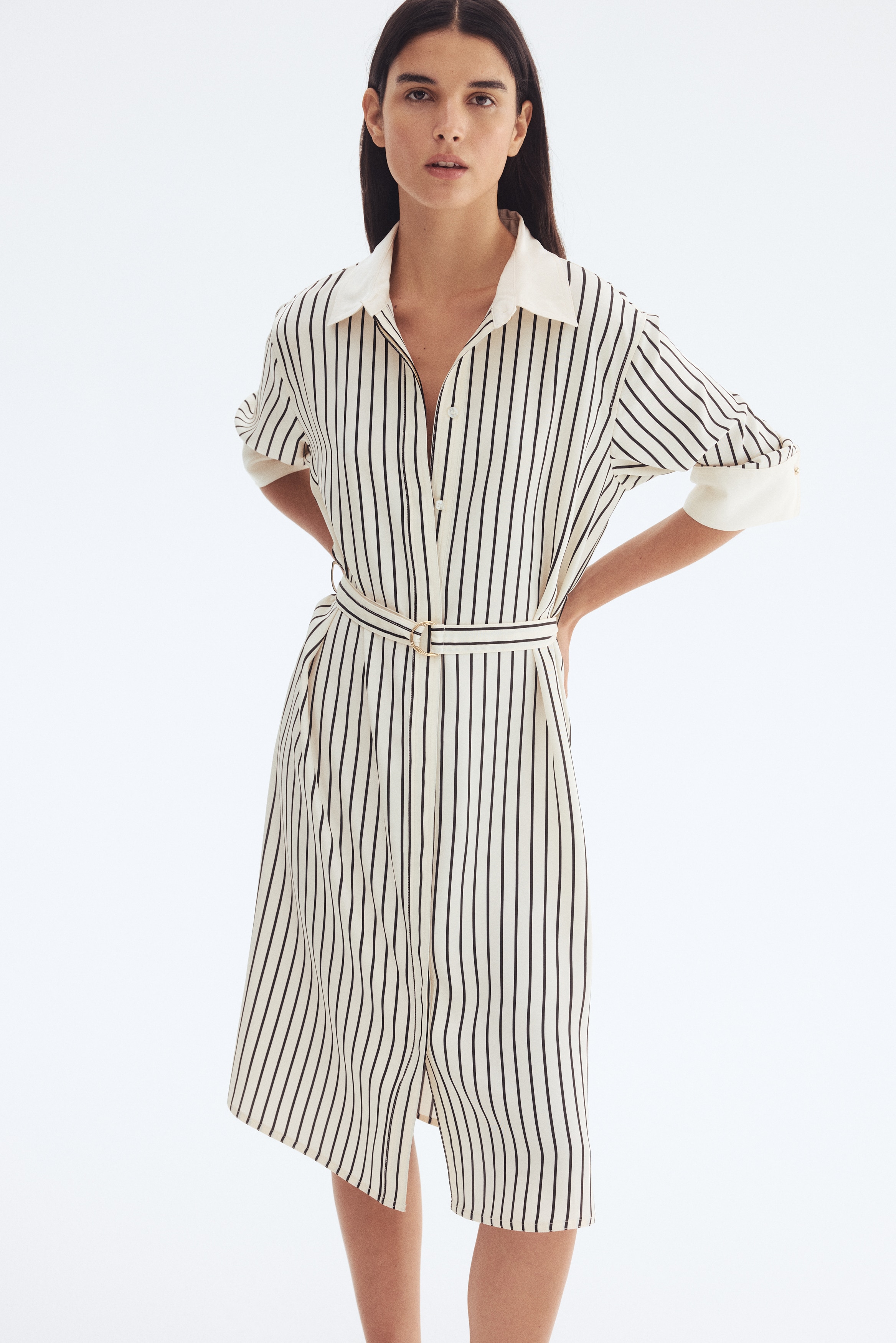 Belted shirt dress