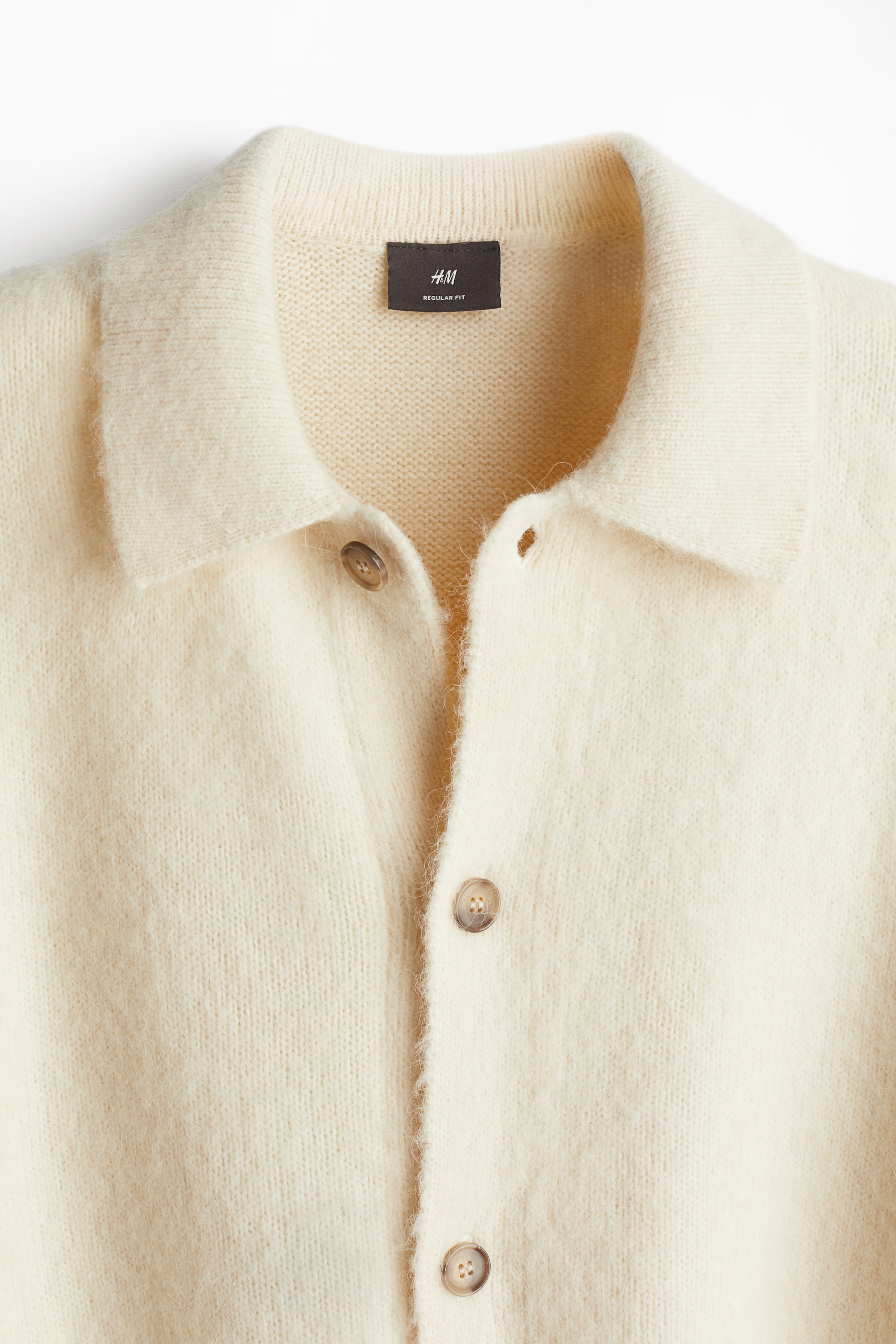 Regular Fit Brushed wool-blend cardigan - Cream - Men | H&M GB 6