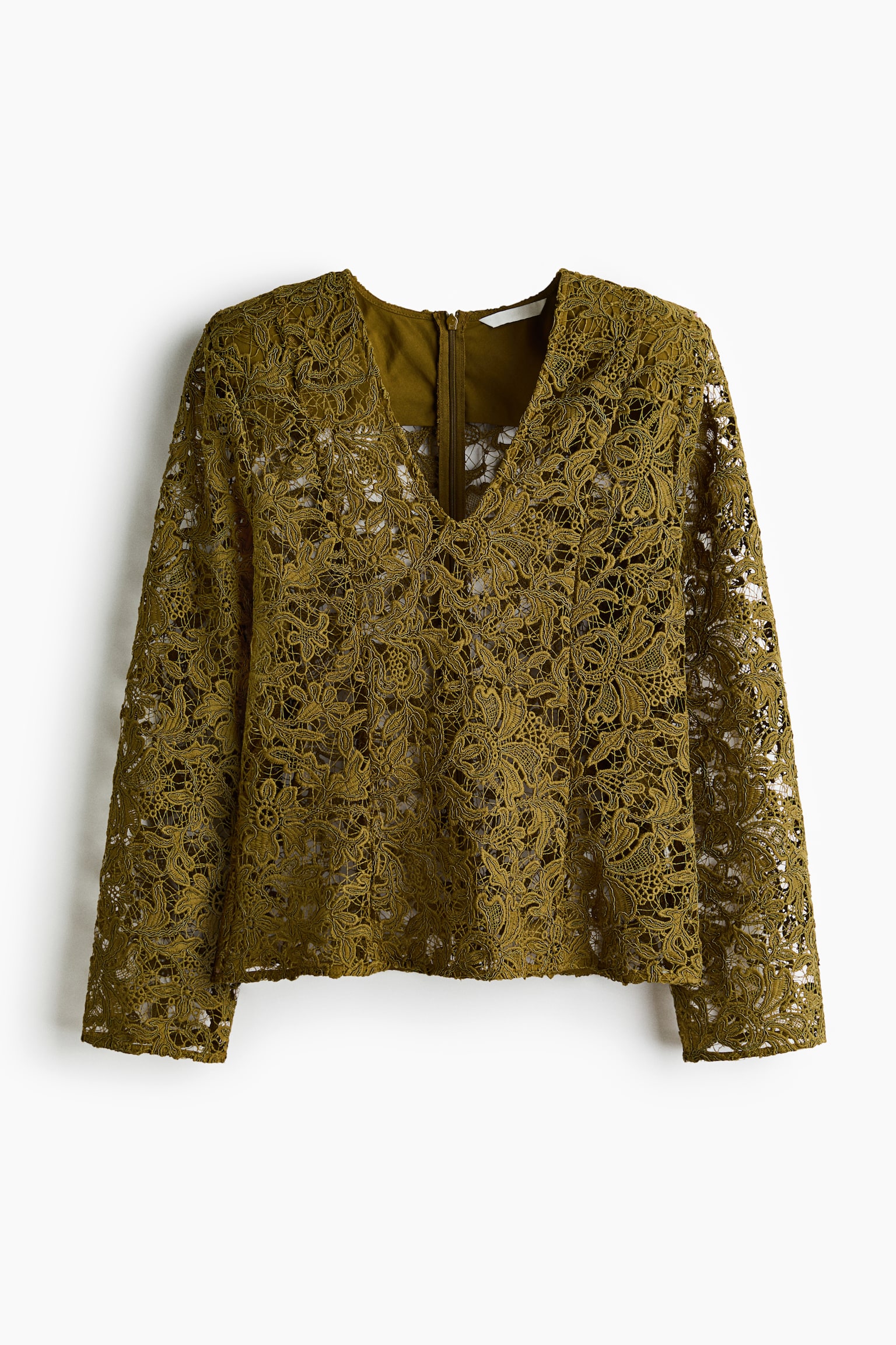 Camicetta in pizzo - Oliva dorato - 2
