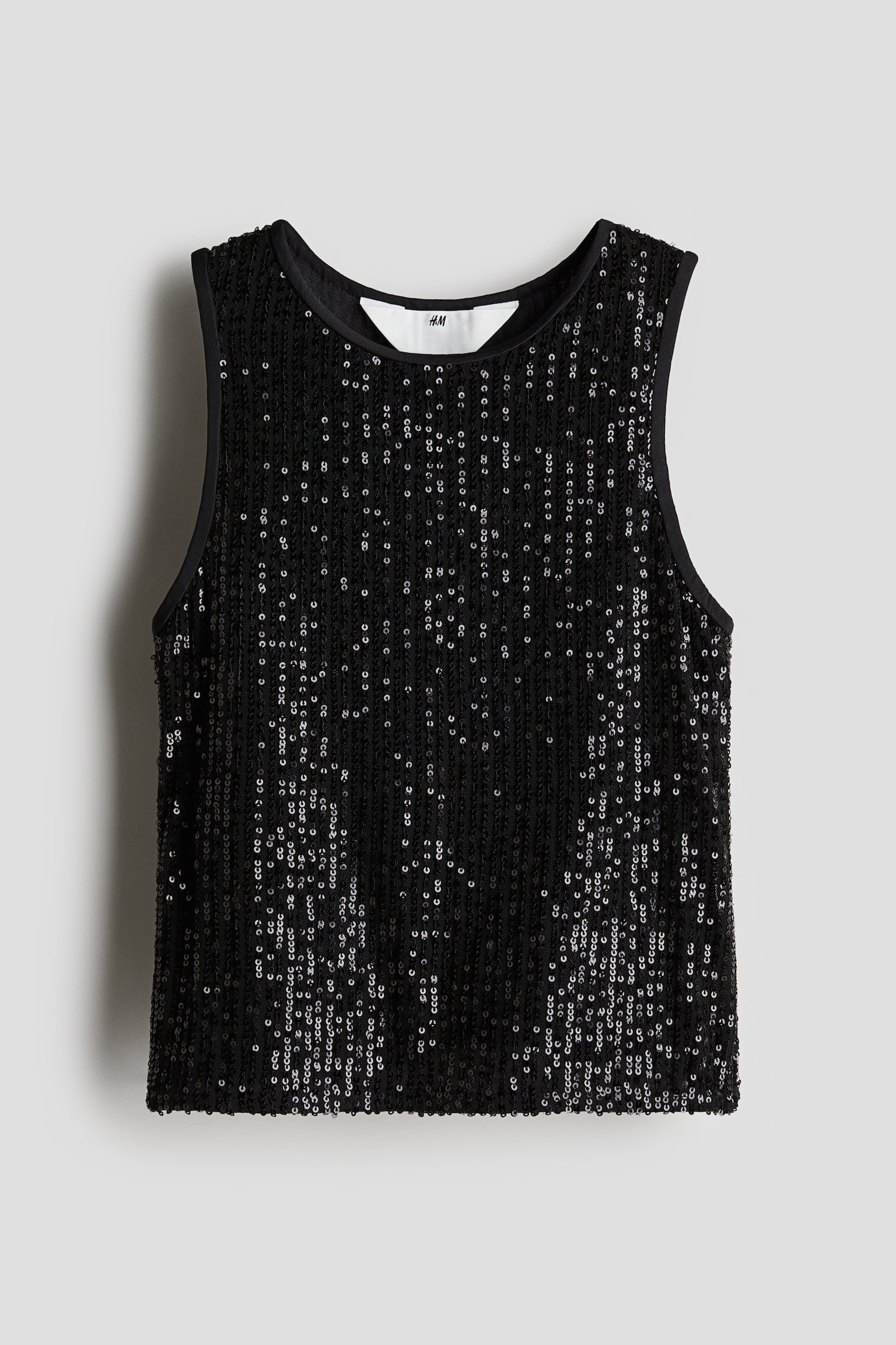 Sequined vest top - Black - 1