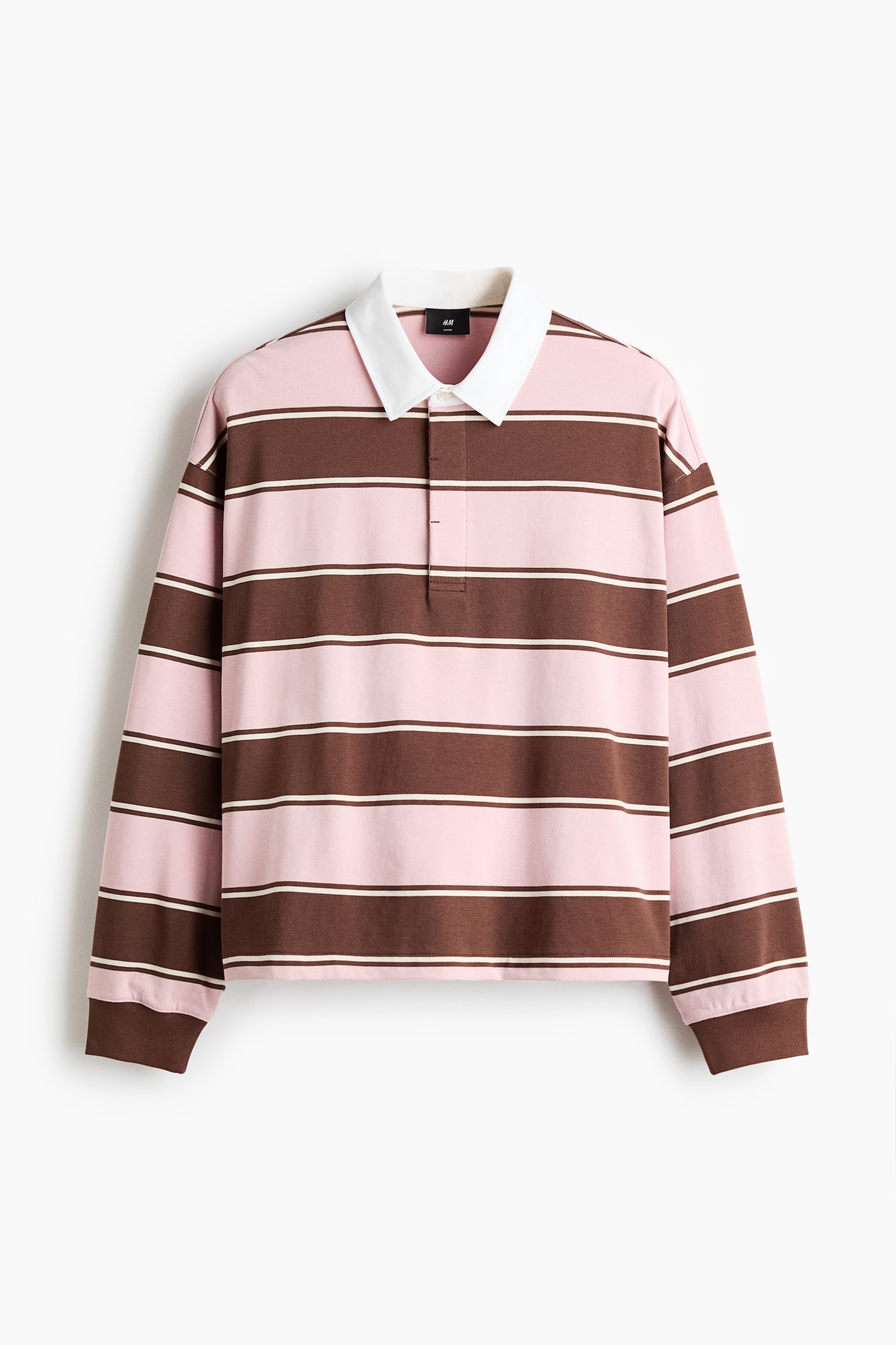 Loose Fit Rugby shirt - Light pink/Striped/Black/Striped - 2