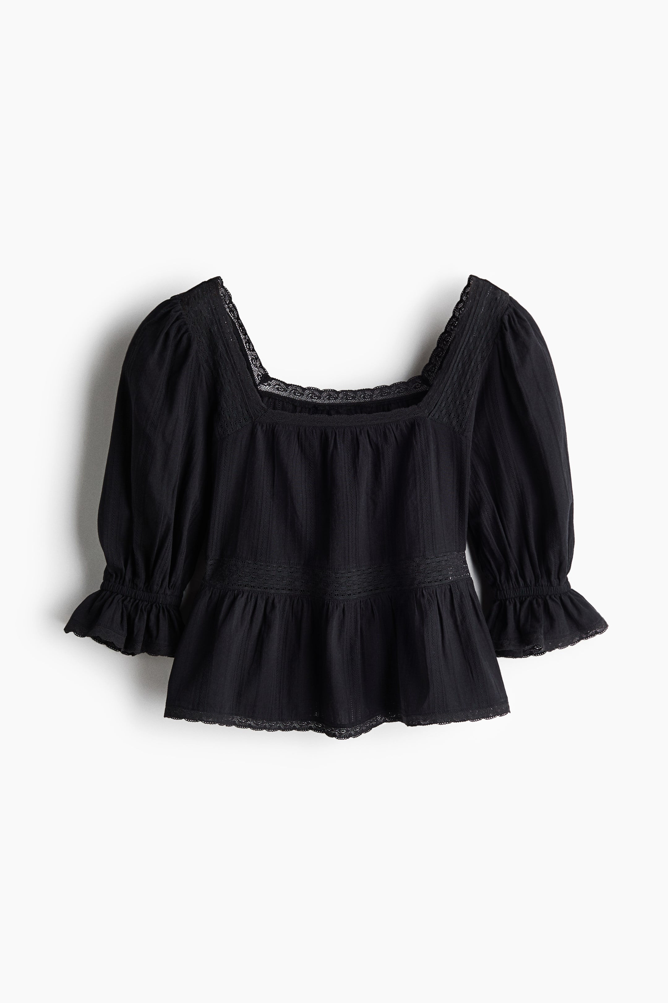 Lace-Inset Peplum Blouse