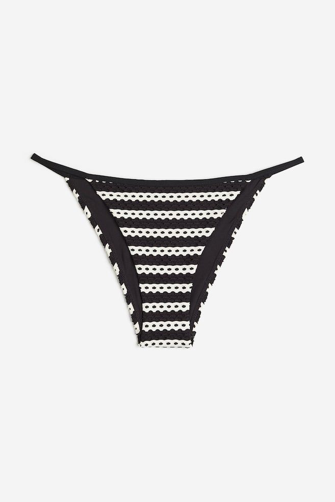 Tanga bikini bottoms - Black/White striped - 2