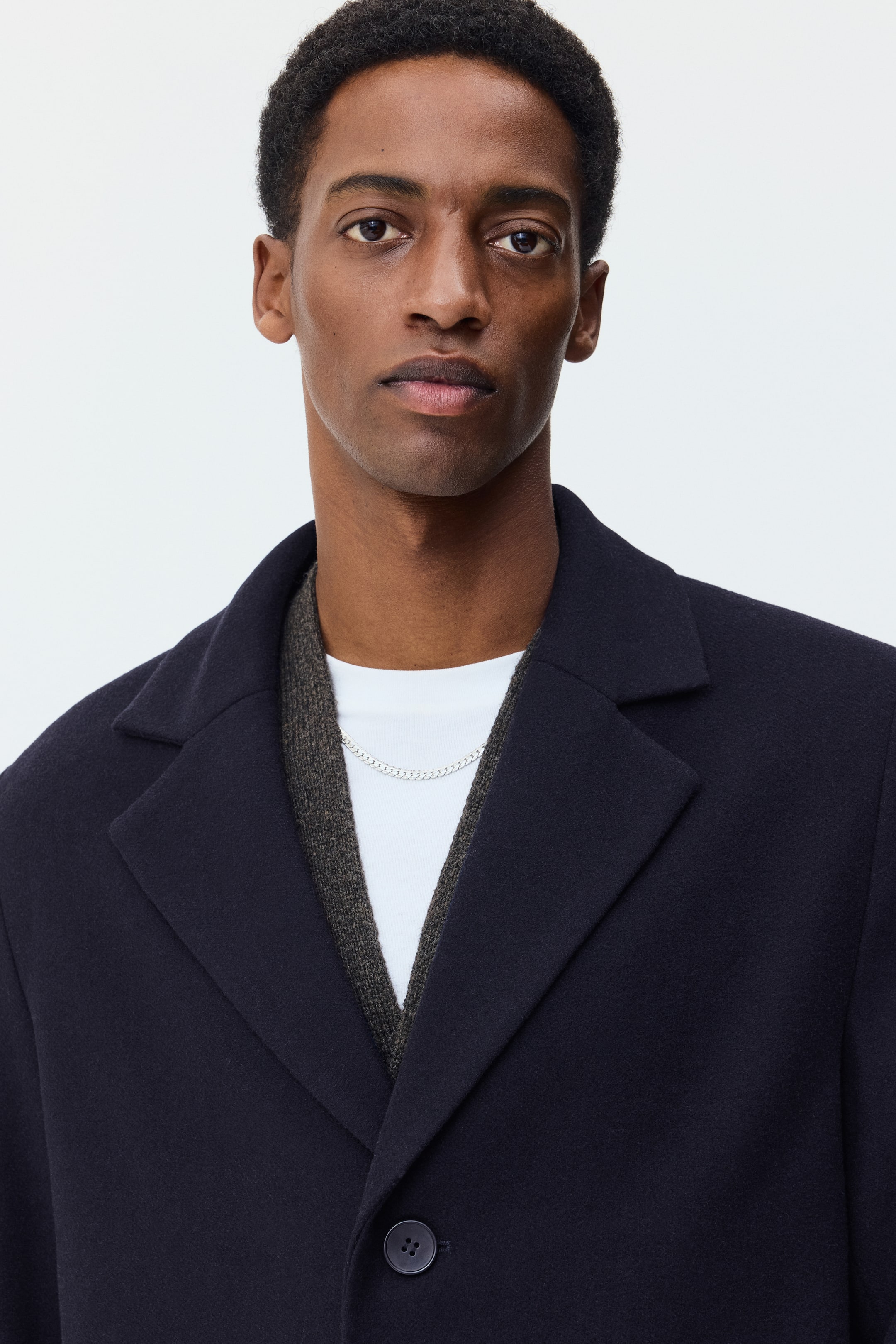 View larger image: Single-Breasted Wool-Blend Coat - Dark blue - Men | H&M US 3