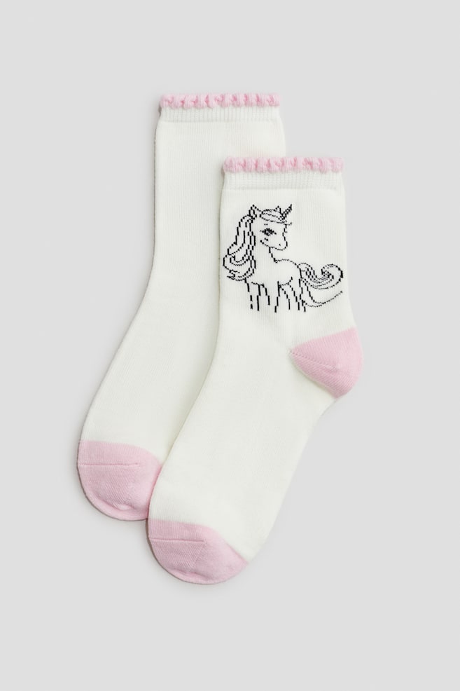 Set de 7 perechi de șosete - Roz-deschis/unicorn/Alb/zilele săptămânii/Albastru-deschis/fluturi/Alb/urși/Pink/Unicorns/Crem/flori/Roz-deschis/funde - 2