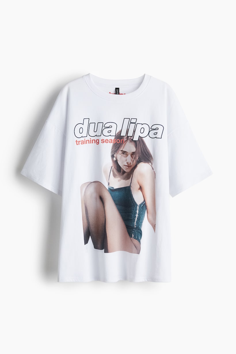 Women's White/Dua Lipa Oversized Printed T-Shirt | H&M US