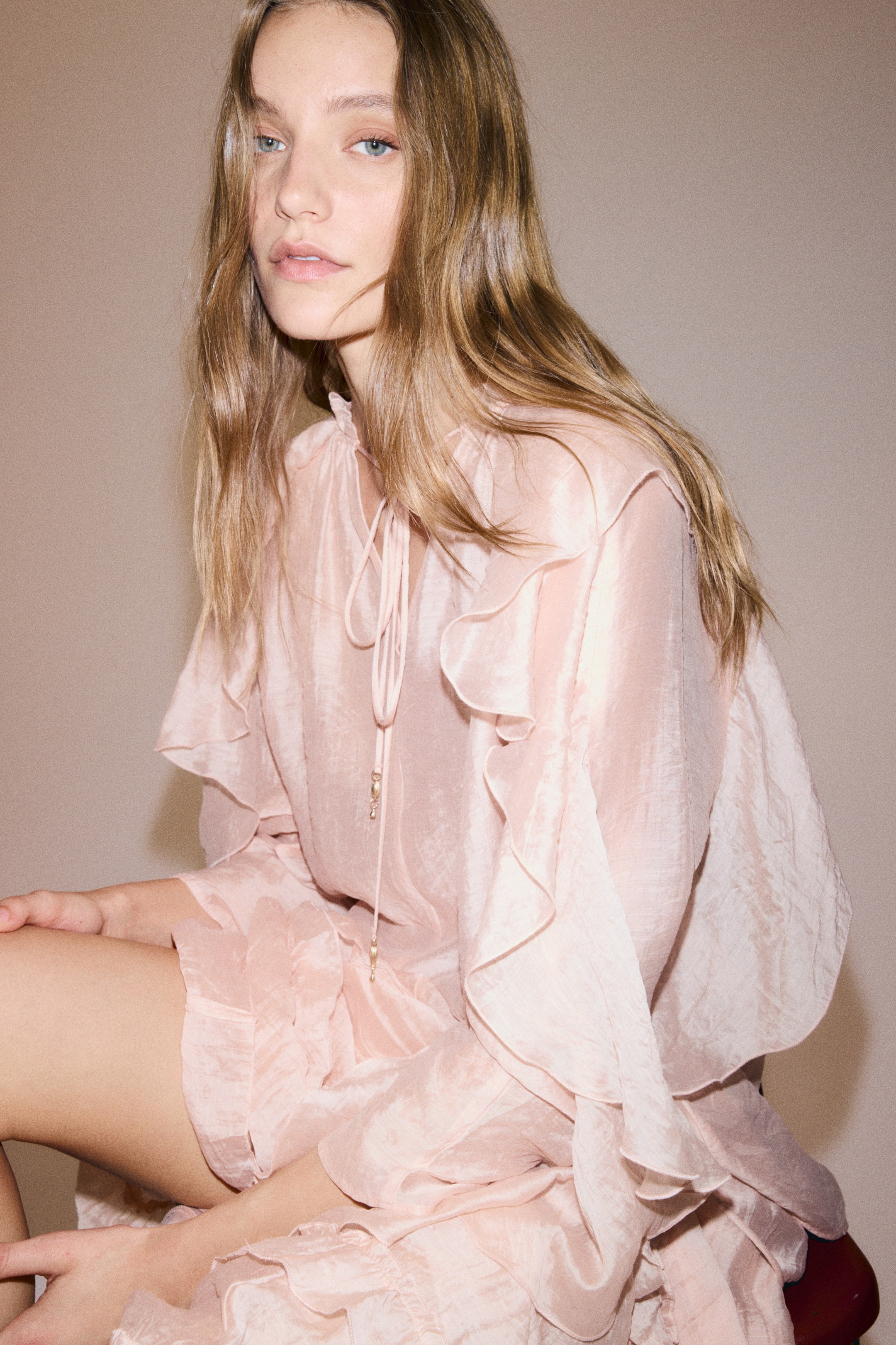 Flounce-Trimmed Blouse