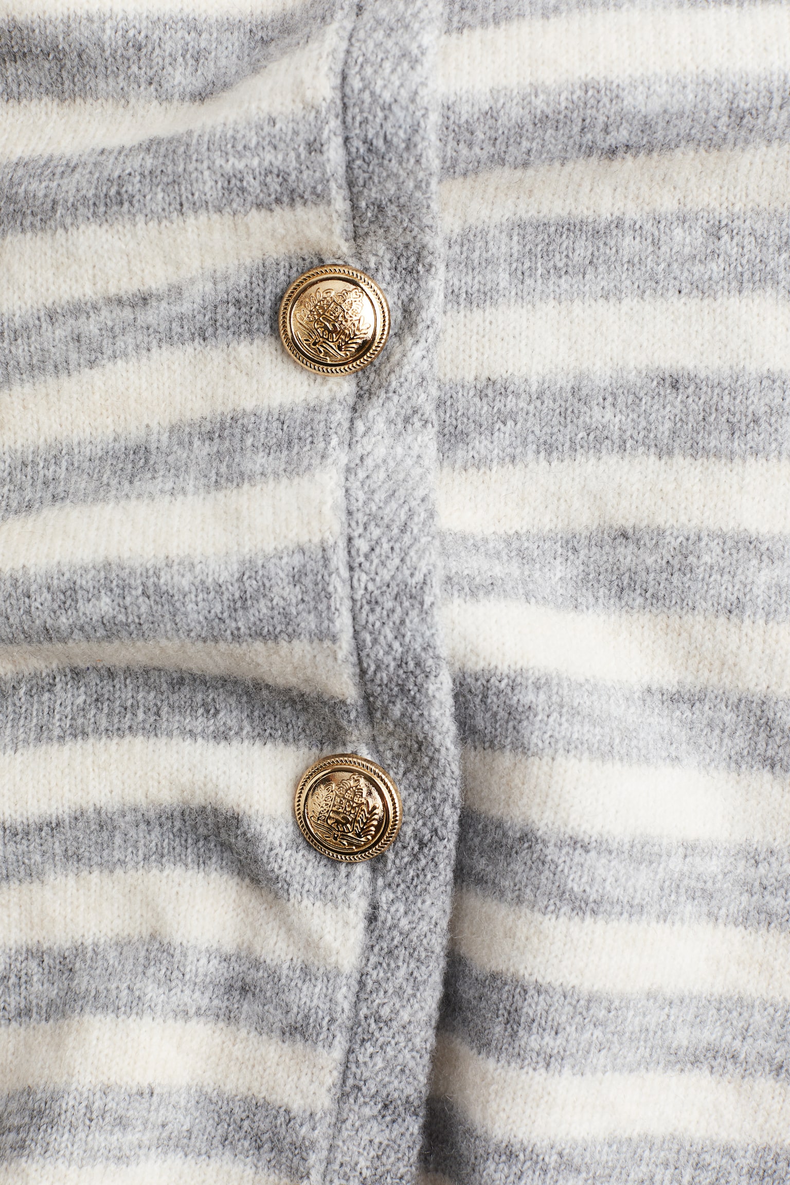 Fitted cardigan - Light grey marl/Striped/Cream/Navy blue striped - 4