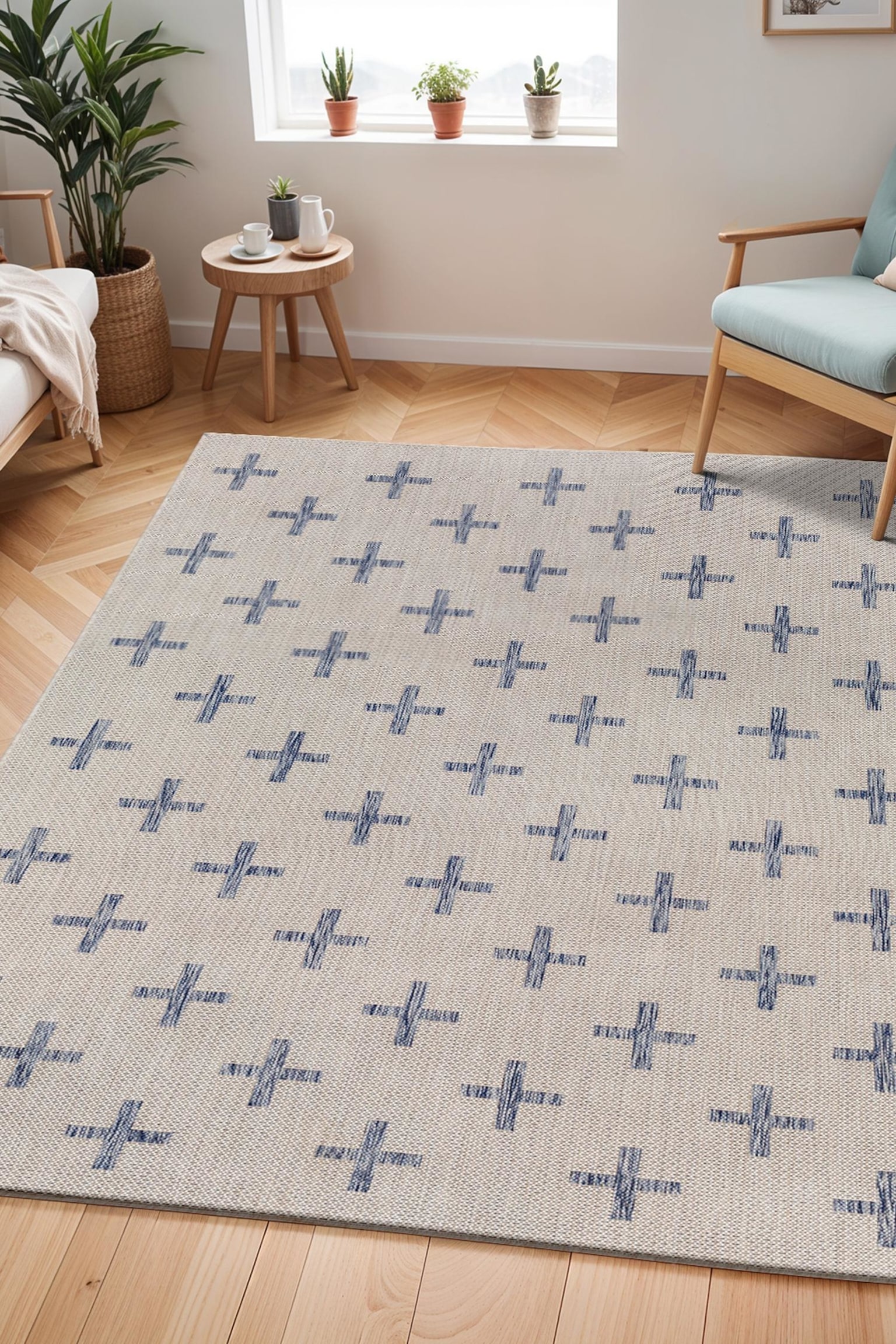 Gavina In- /outdoor Area Rug - Blue, Ivory - 2