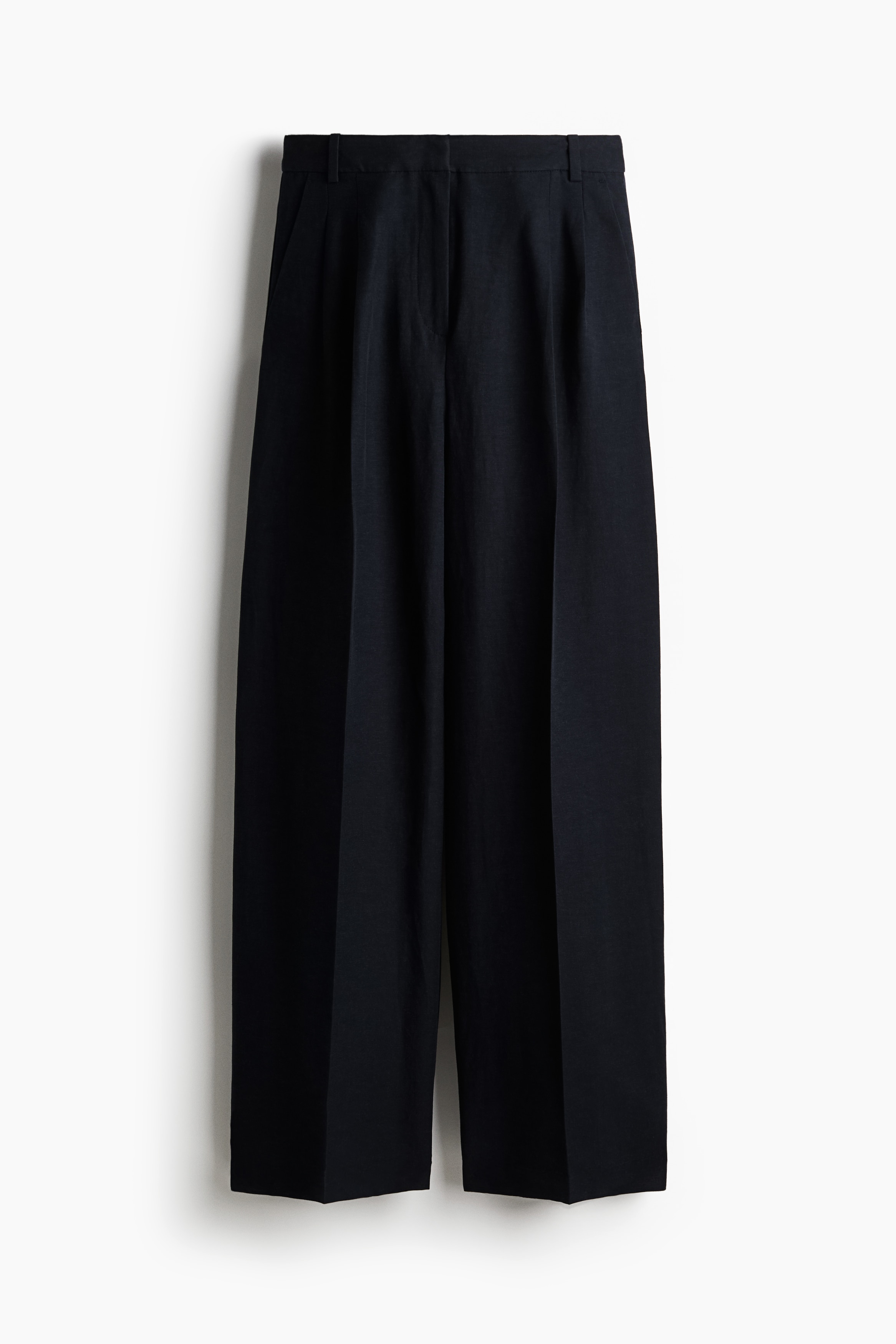 Pantaloni ampi in misto lino - Blu navy/Bianco/Beige chiaro