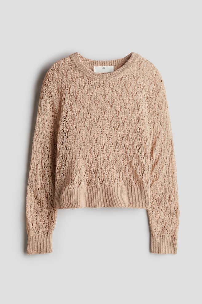 Pullover in Pointellestrick - Beige - 1