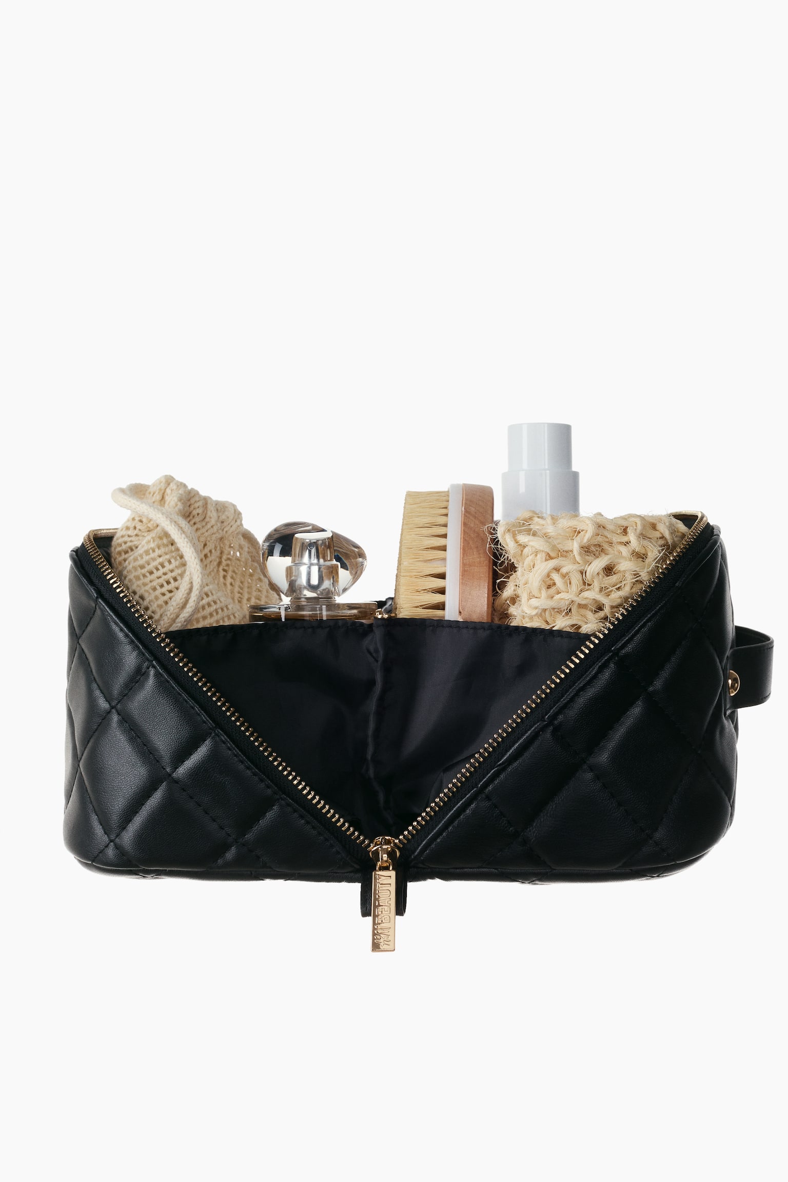 Boxy wash bag - Black/Black/Beige - 3