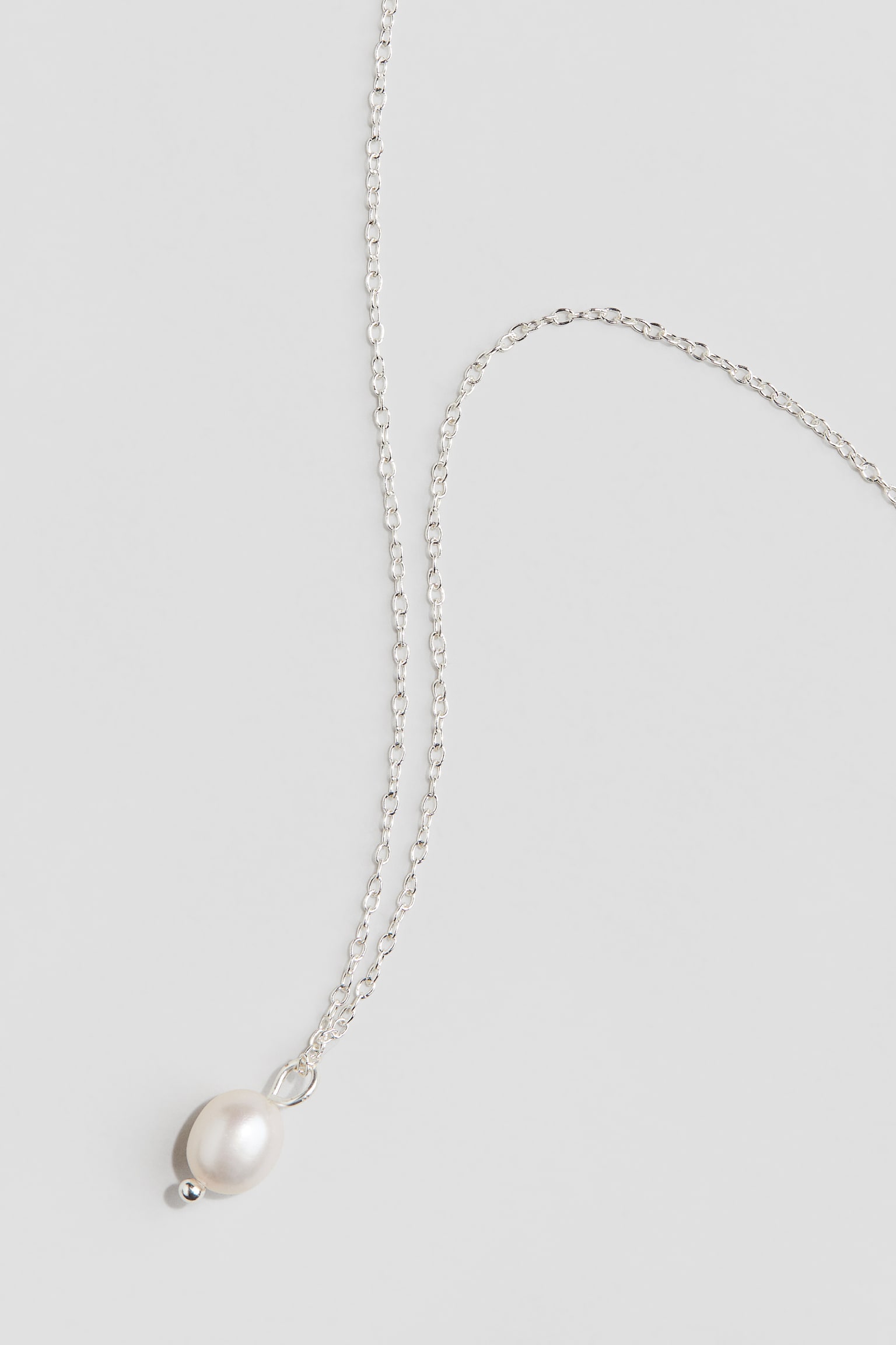 Pearl-pendant sterling silver necklace - シルバー - 2