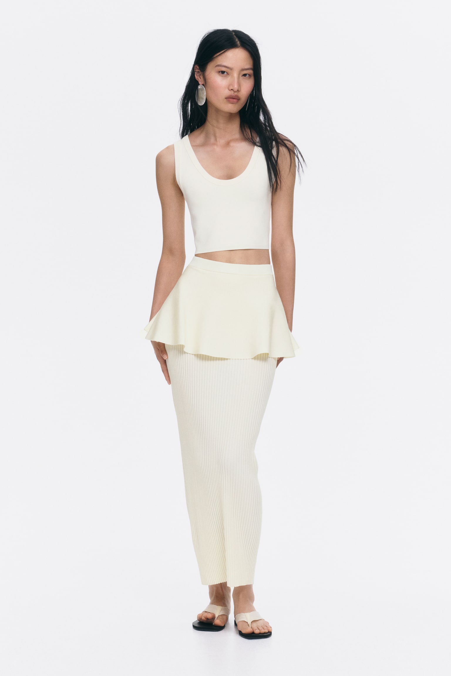 Layered knitted skirt - Cream - 1