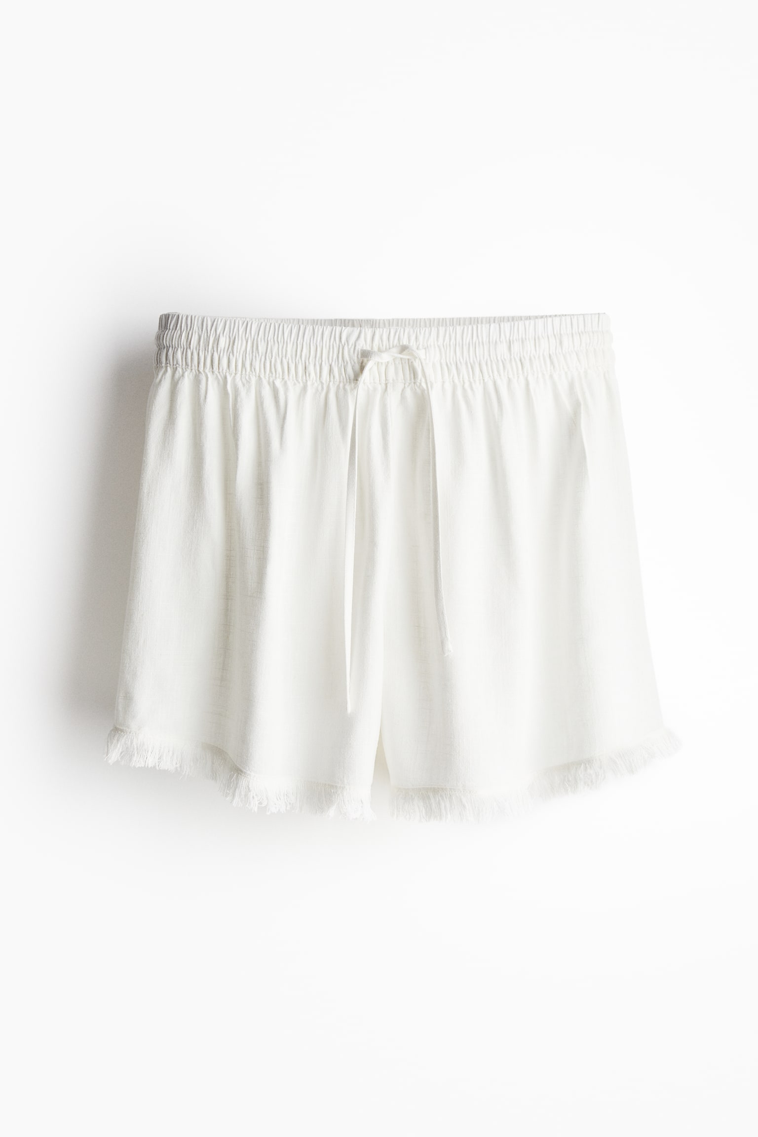 Linen-blend pull-on shorts - Cream/Light beige/Dark beige/Black - 2