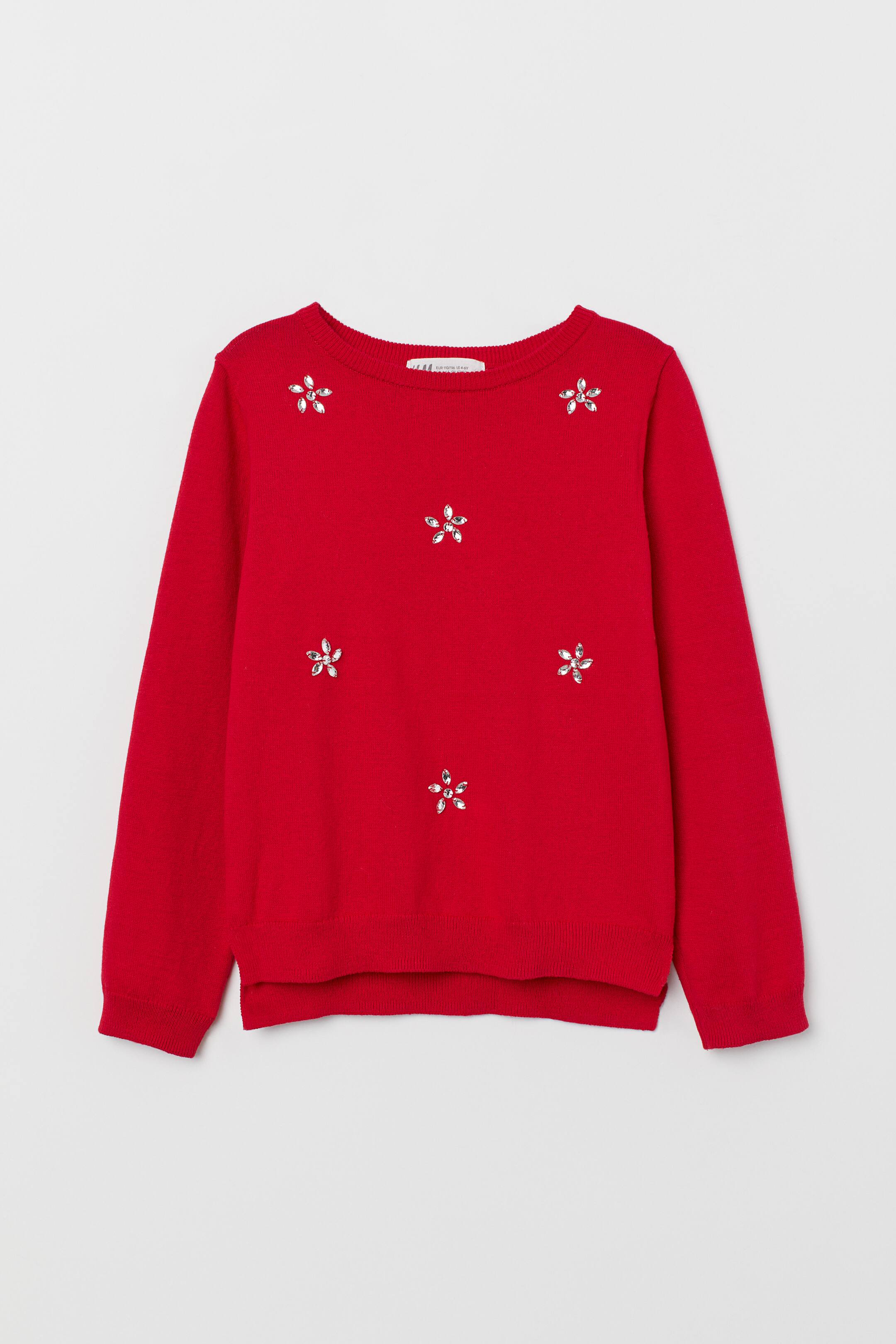 Tee-shirt Pull Fin Rouge Avec Strass – Taille M/L, Marque Boutique Parisienne, Très Bon état