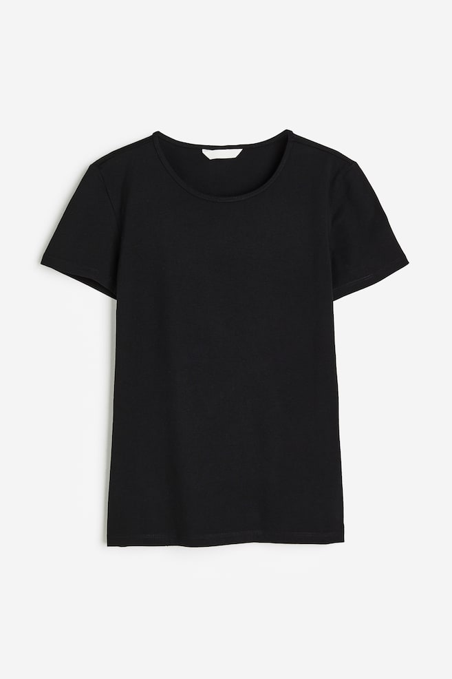 T-Shirt aus Baumwolle - Schwarz/Weiß/Hellbeige/Weiß/Schwarz gestreift/Blau - 2