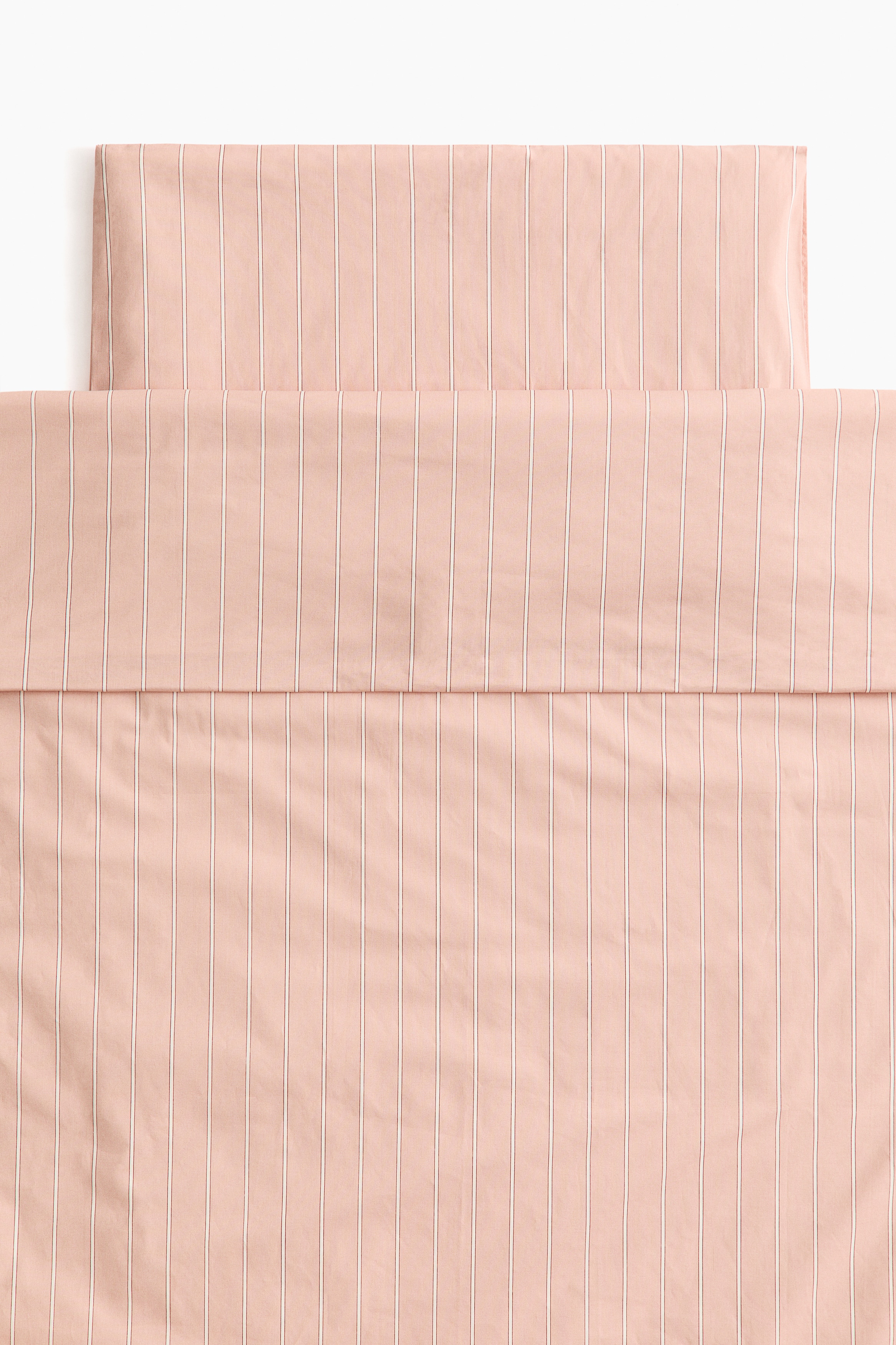 Set copripiumino per culla in cotone a righe - Rosa polvere/righe/Beige chiaro/righe