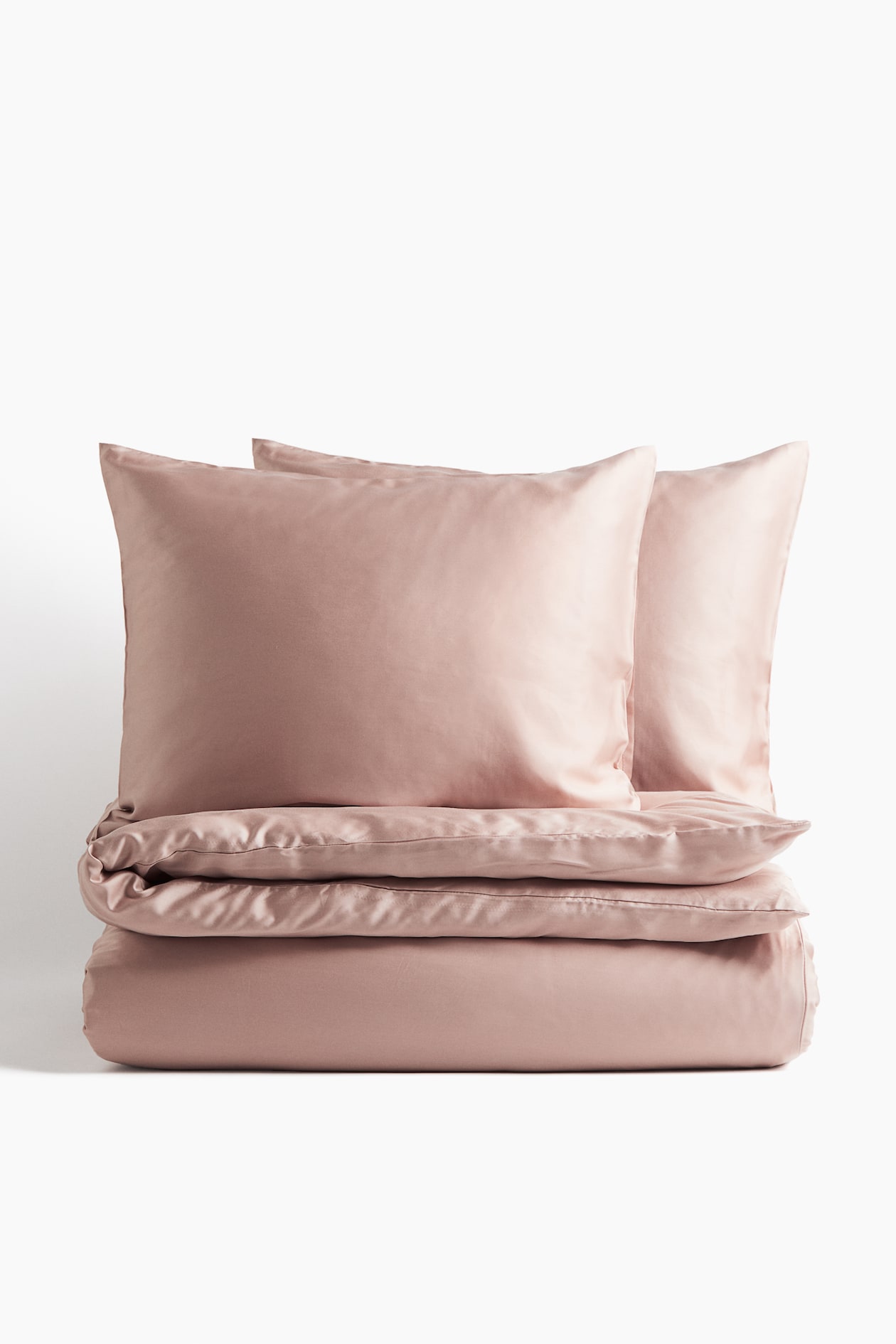 Parure de couette lit double en satin - Rose pêche - HOME | H&M BE