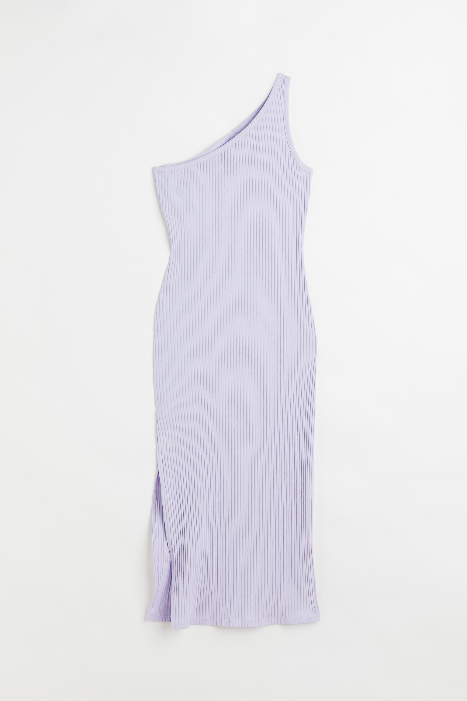 One Shoulder Rib Dress - Light purple/Dark grey - 1