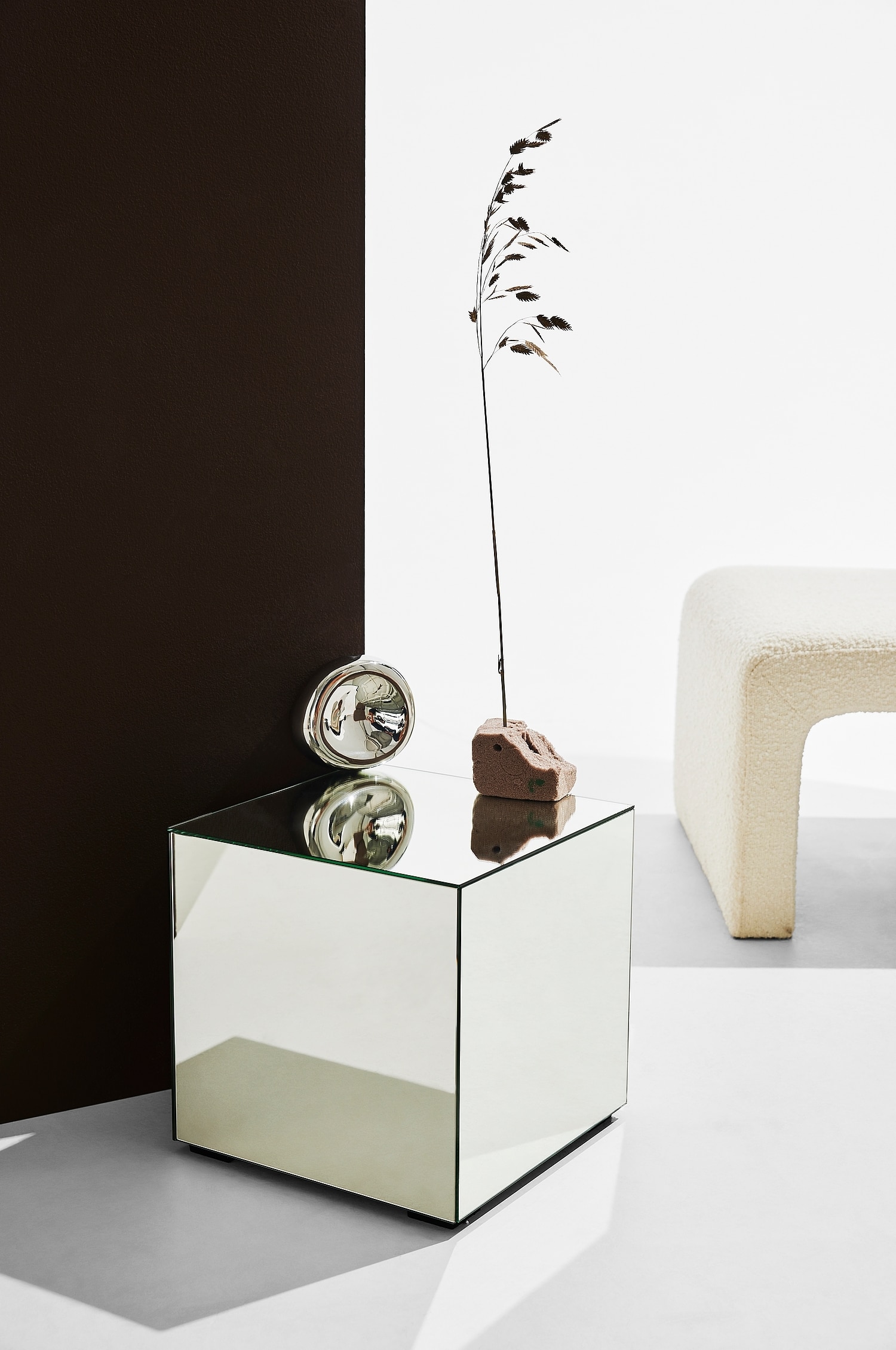 Ponti Cube Side Table - Mirror Glass